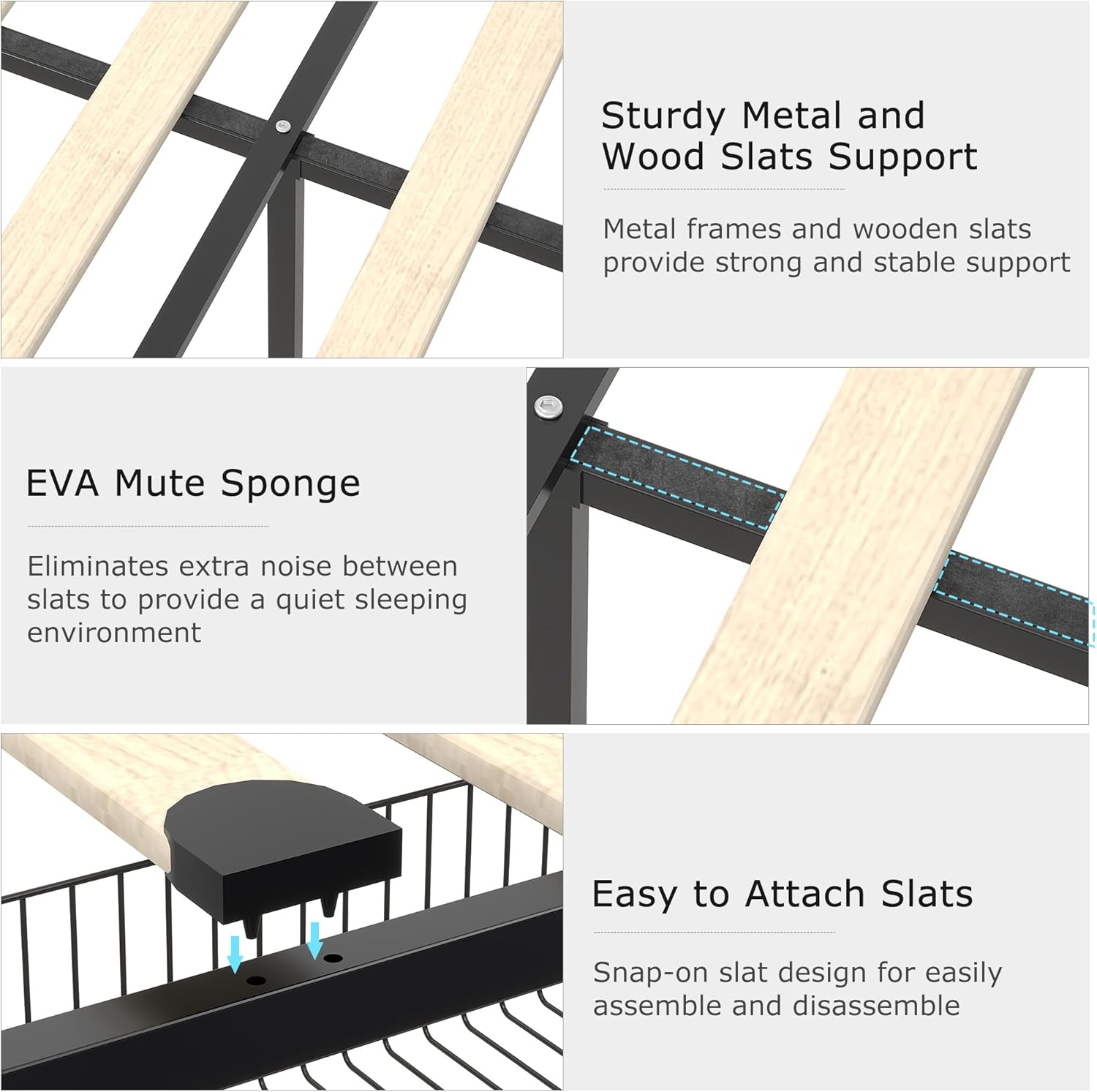 VECELO Full Size Bed Frame with Storage Drawers