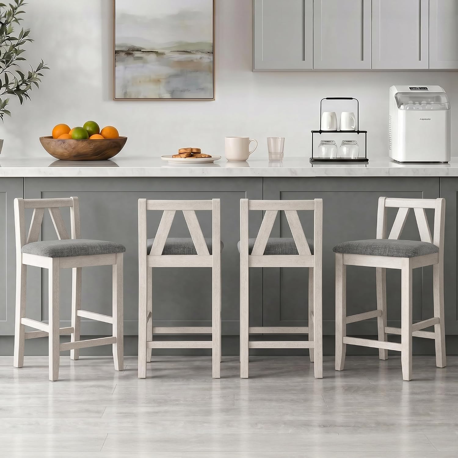 VECELO Counter Height Bar Stools Set of 2
