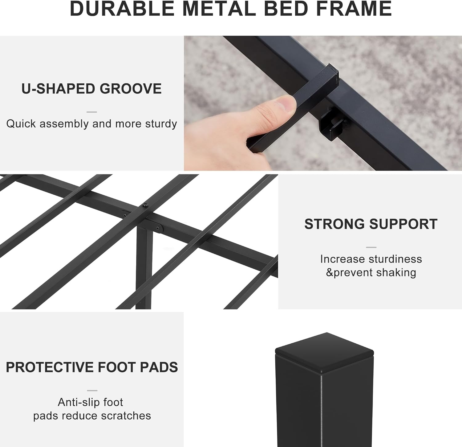 VECELO Classic Metal Bed Frame Mattress Foundation - VECELO