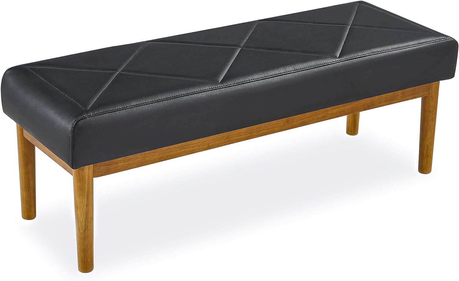 VECELO 44.5”Upholstered Entryway Bench Dining Table Ottoman Seats with Solid Wood Legs - VECELO