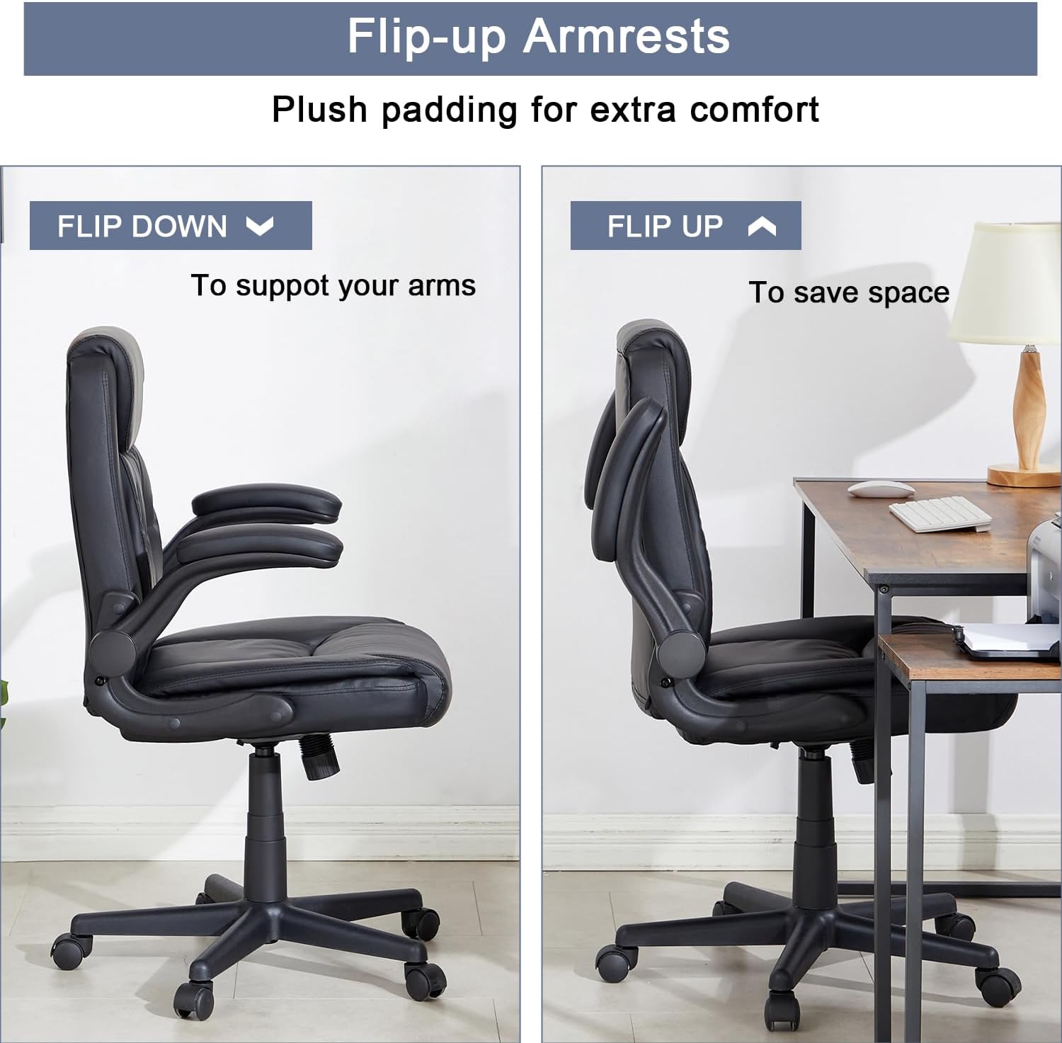 VECELO Executive High-Back PU Leather Computer Desk Chairs