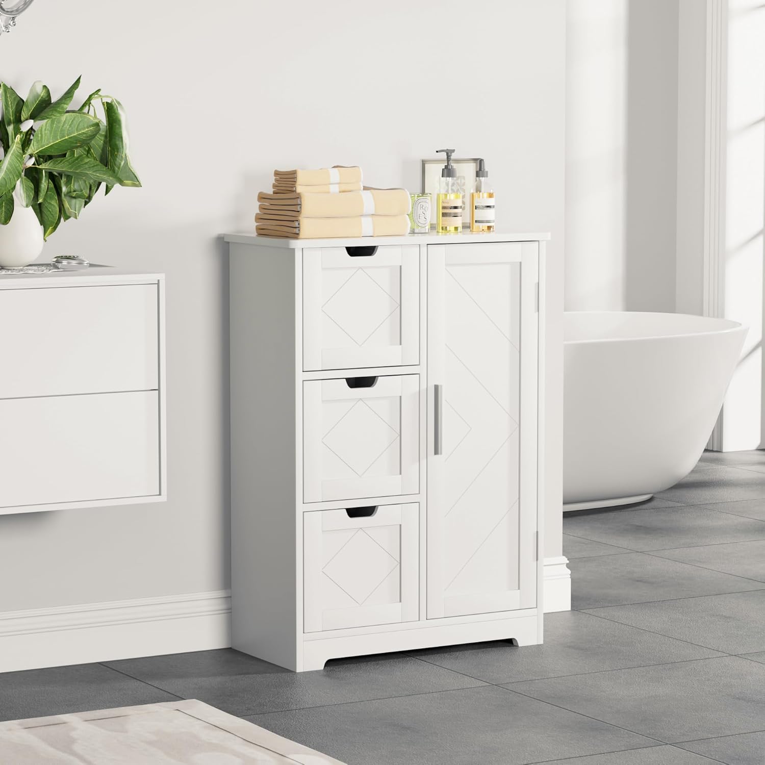 VECELO Bathroom Floor Cabinet with Drawers - VECELO