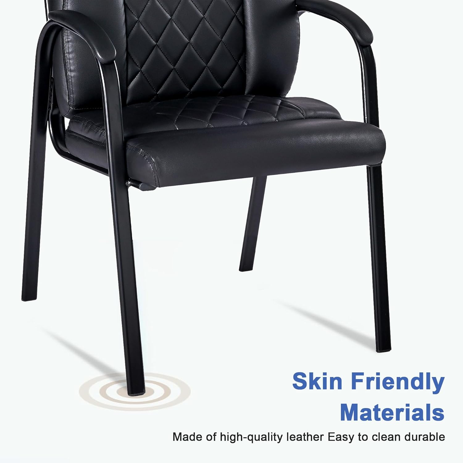 VECELO PU Waiting Room Chairs Set of 2 Stationary Side