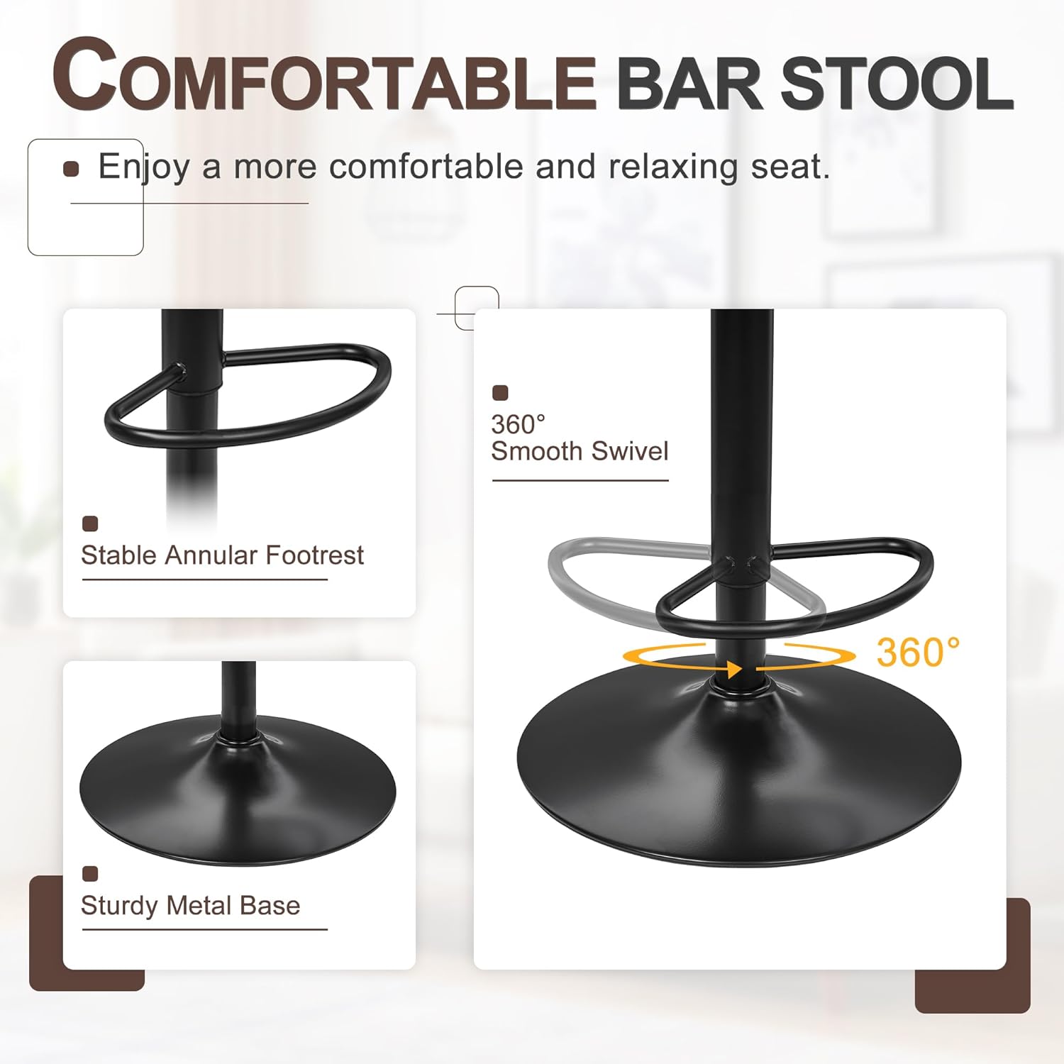 VECELO Bar Stools Set of 2