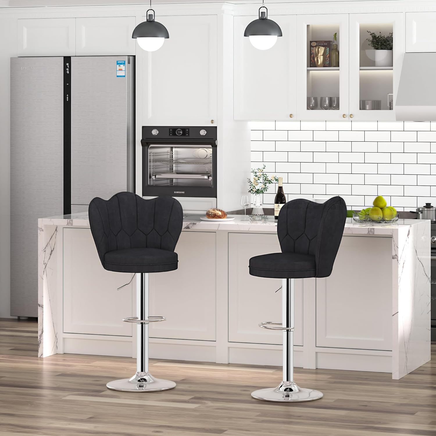 VECELO Bar Stools Set of 2/Set of 4, Adjustable Barstools with Back - VECELO