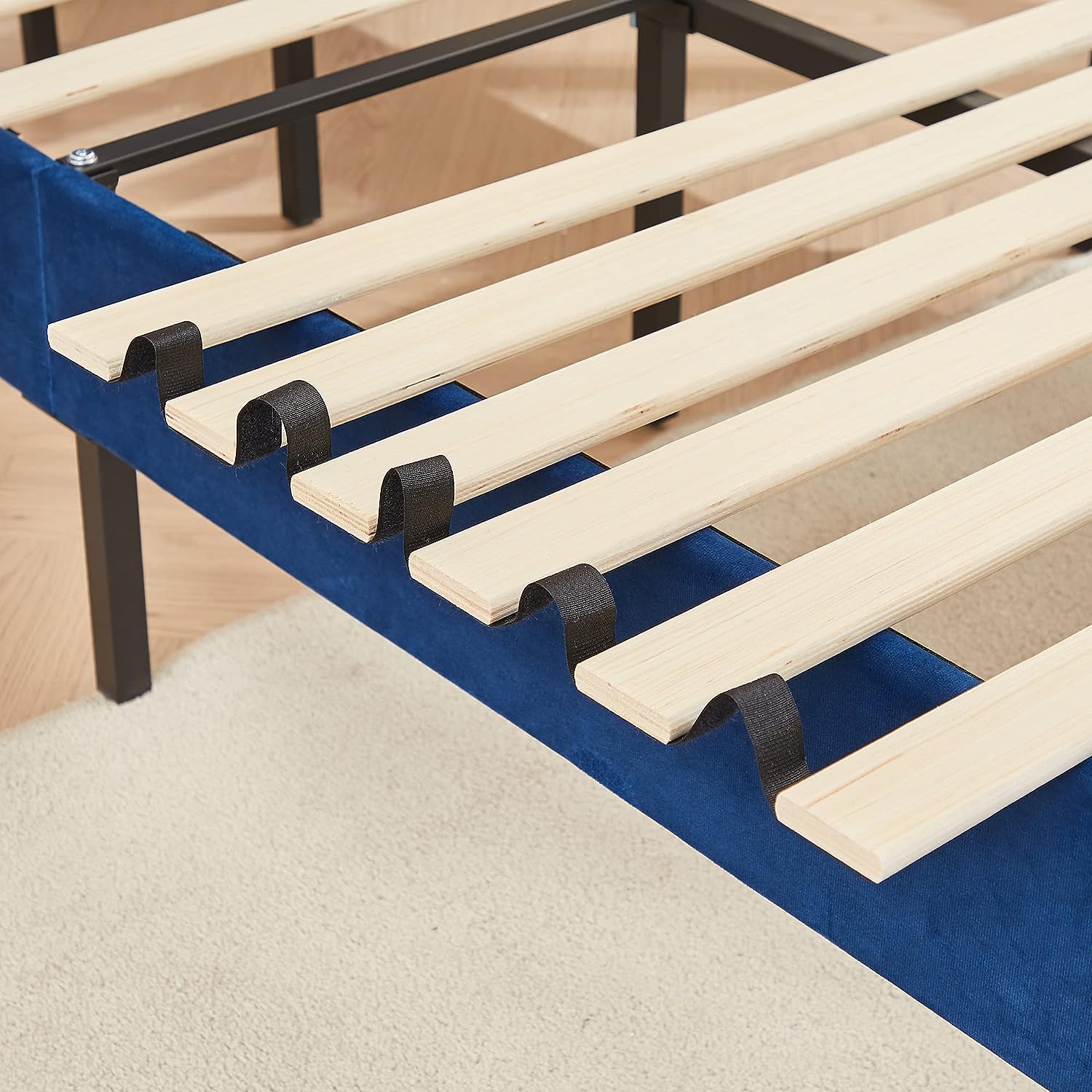 VECELO Bed Frame Platform with Upholstered Headboard & Wooden Slats Support - VECELO