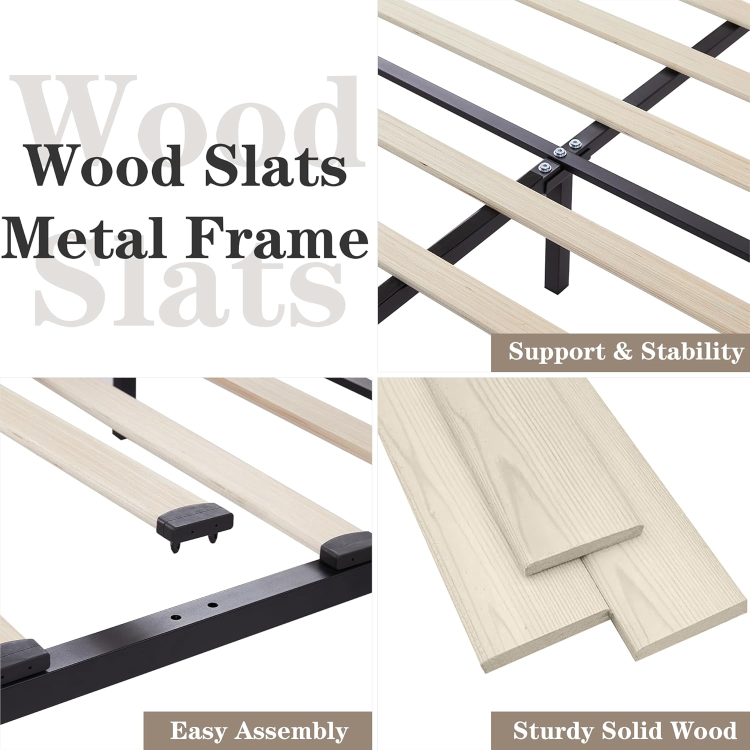 VECELO Bed Frame with 4 Drawers, Adjustable Tufted Button Headboard