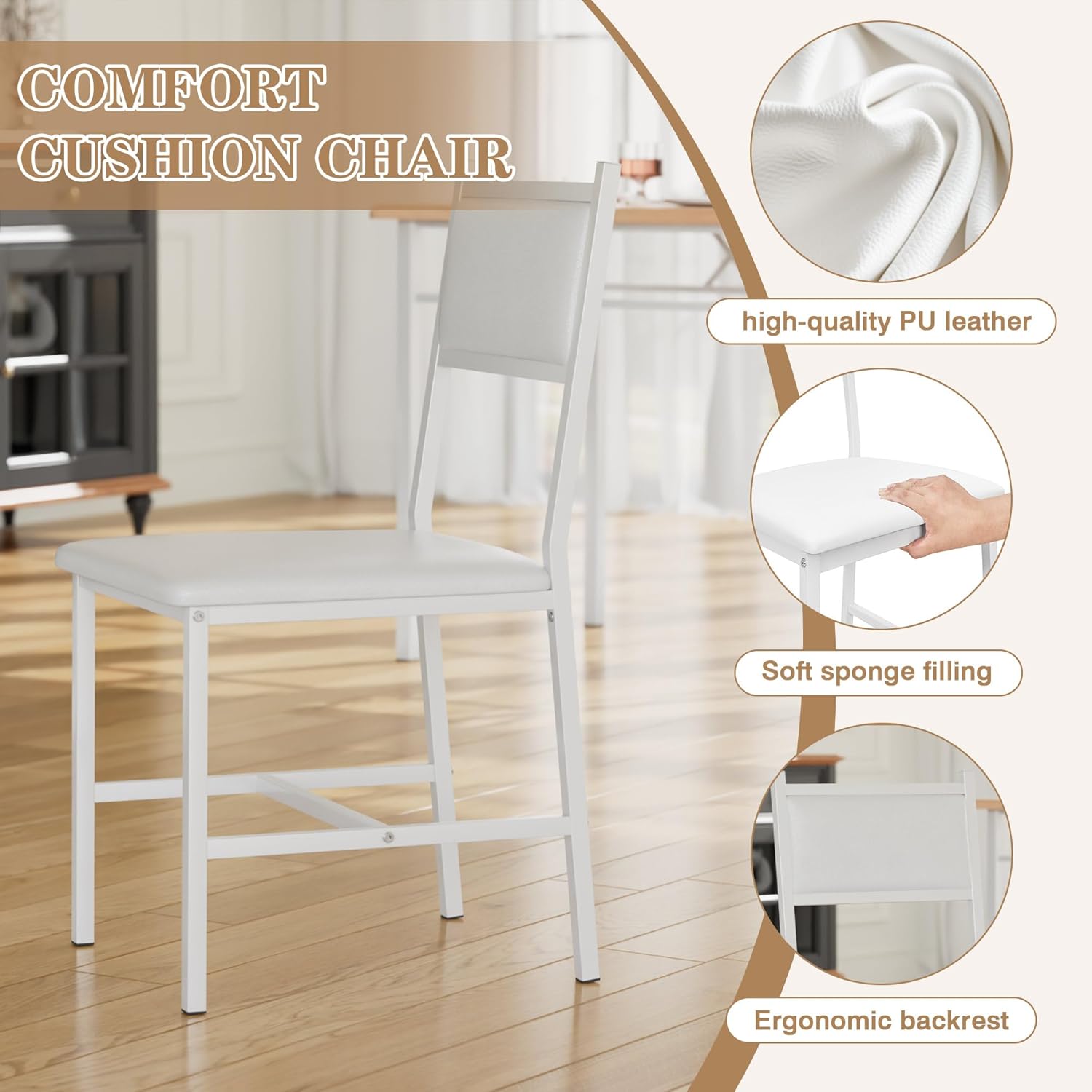 VECELO Dining Table Set for 4 with Chairs