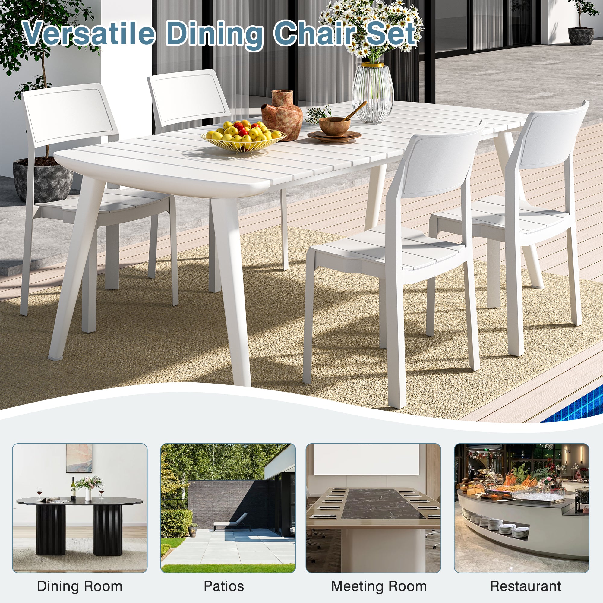 VECELO Dining Chairs Set of 4, Stackable Plastic Kitchen Chairs - VECELO