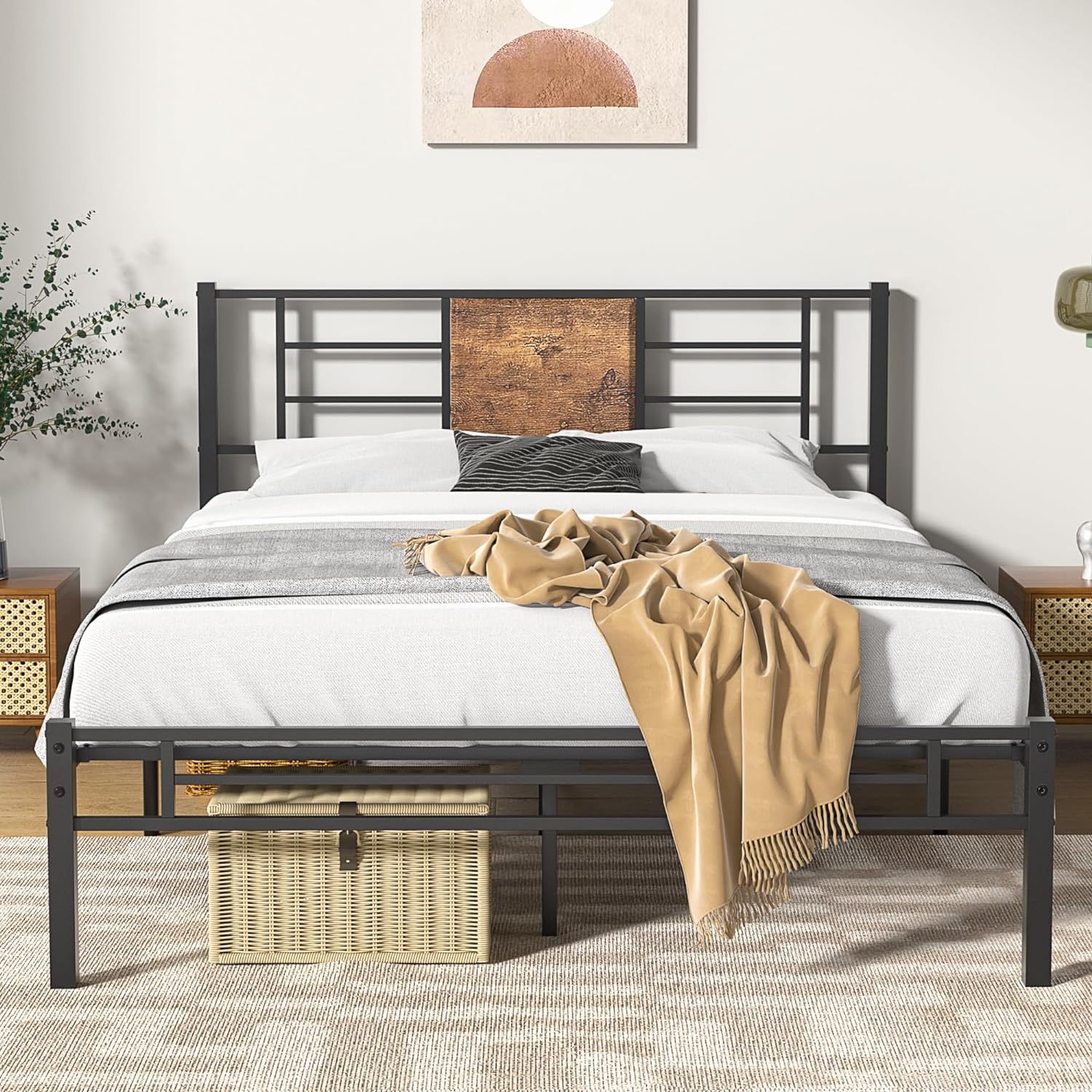 VECELO Platform Bed Frame Mattress Foundation with Headboard and Footboard