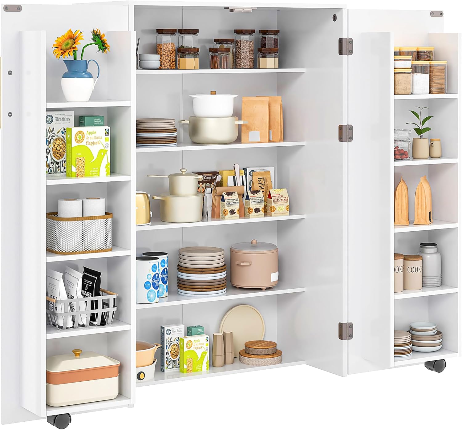 VECELO 35.5” Small Kitchen Pantry Storage Cabinet with 2 Doors and Adjustable Shelves - VECELO