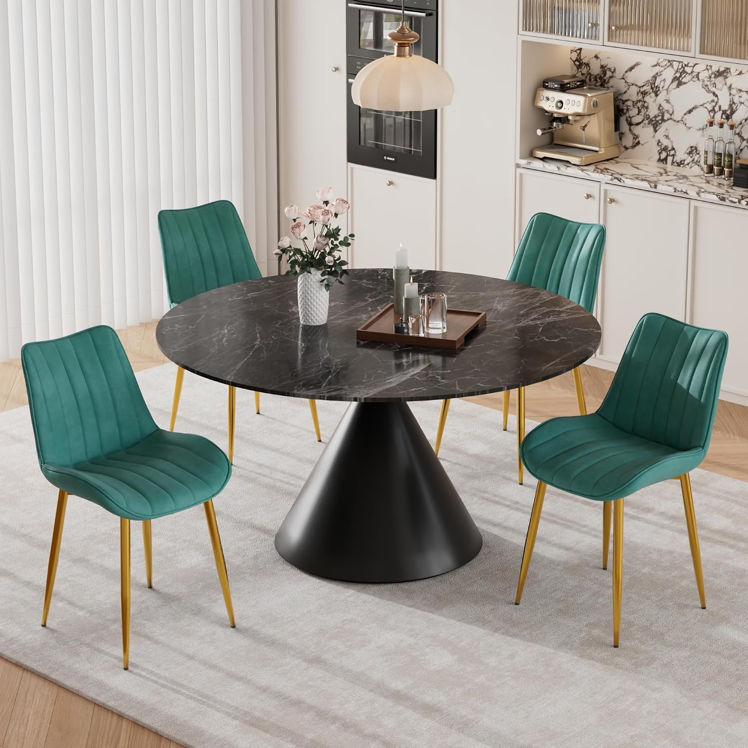 VECELO Dining Chairs, Velvet Fabric & Metal Frame