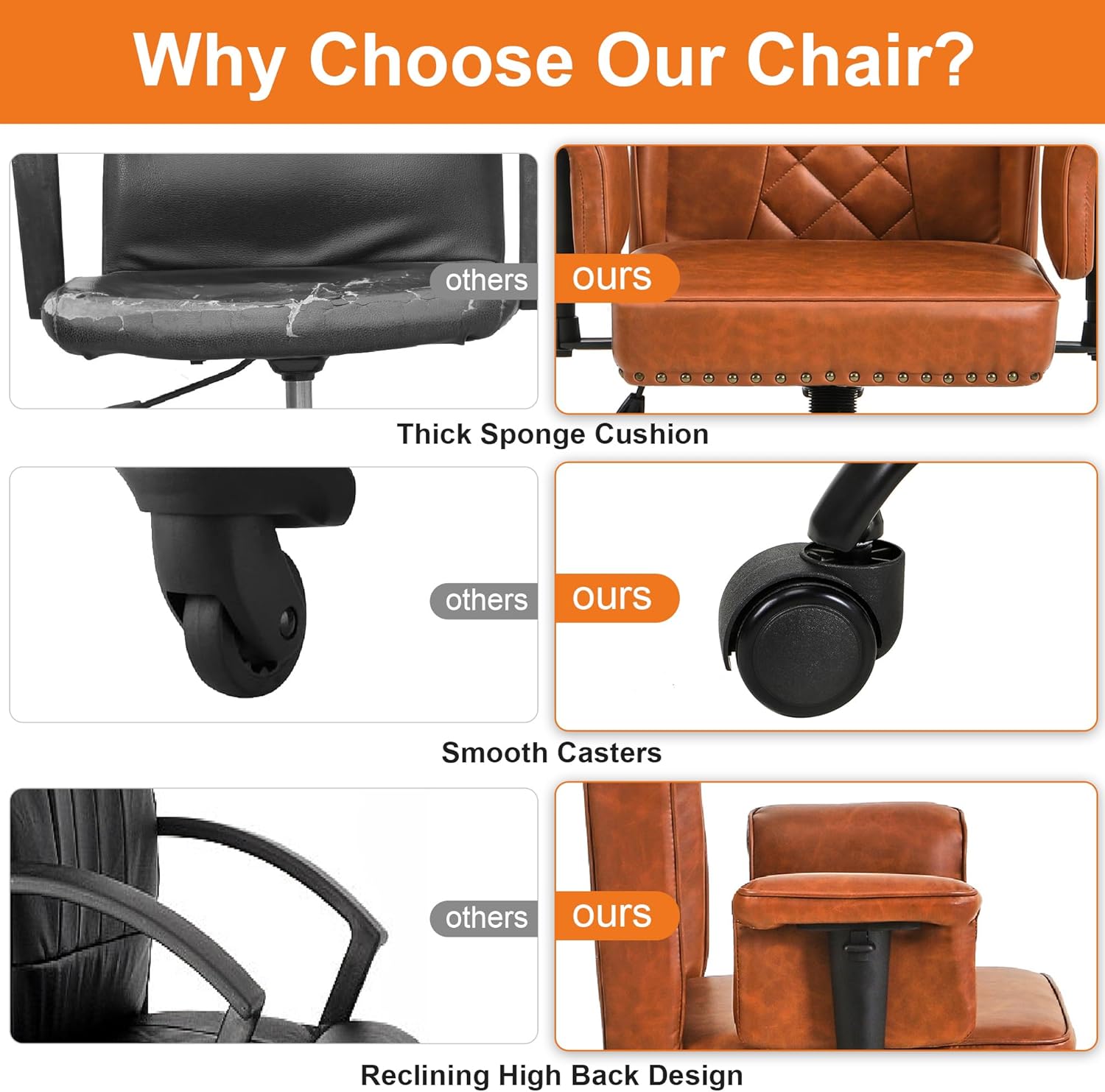 VECELO Ergonomic Office Chair – High Backrest with Tilt