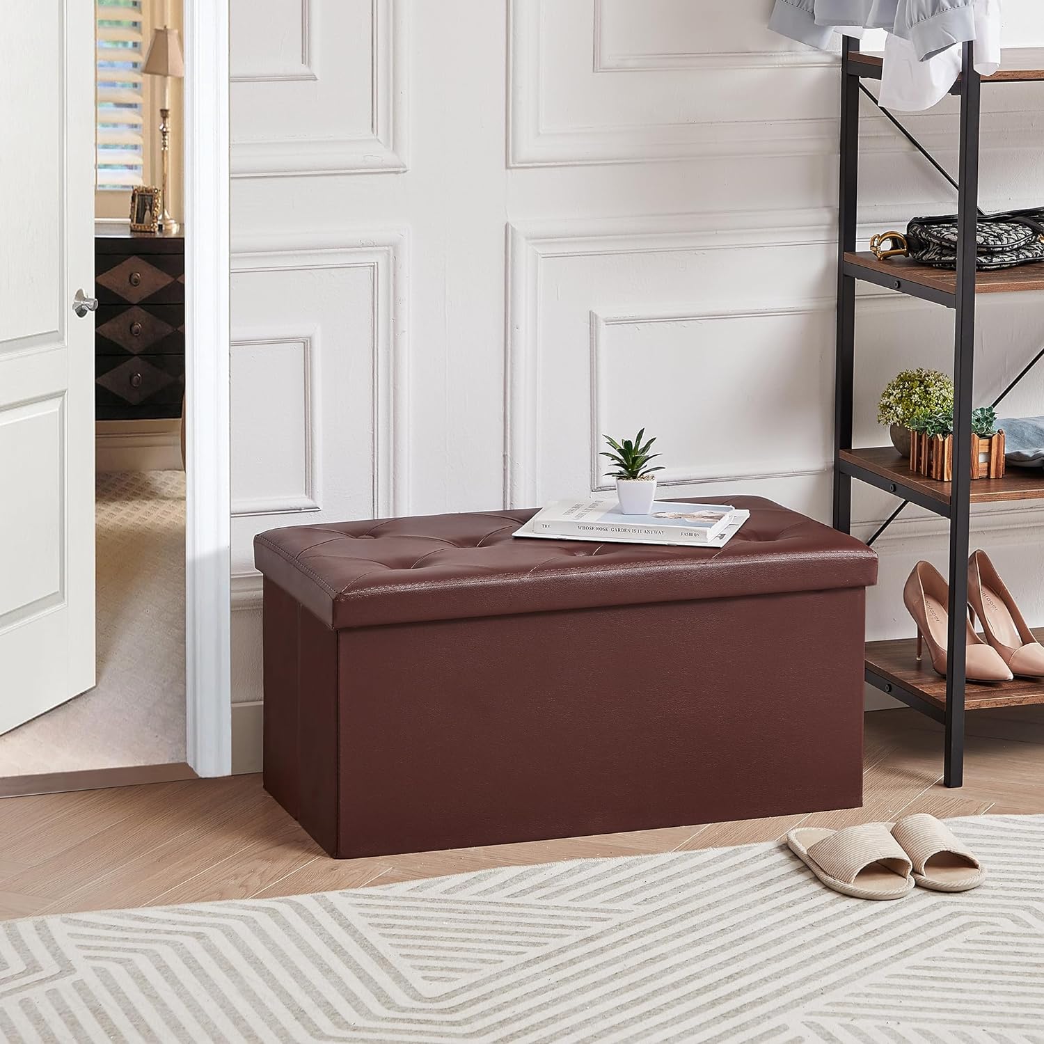 VECELO Storage Ottoman Bench End of Bed 43'' Footstool Footrest Stool Shoestool