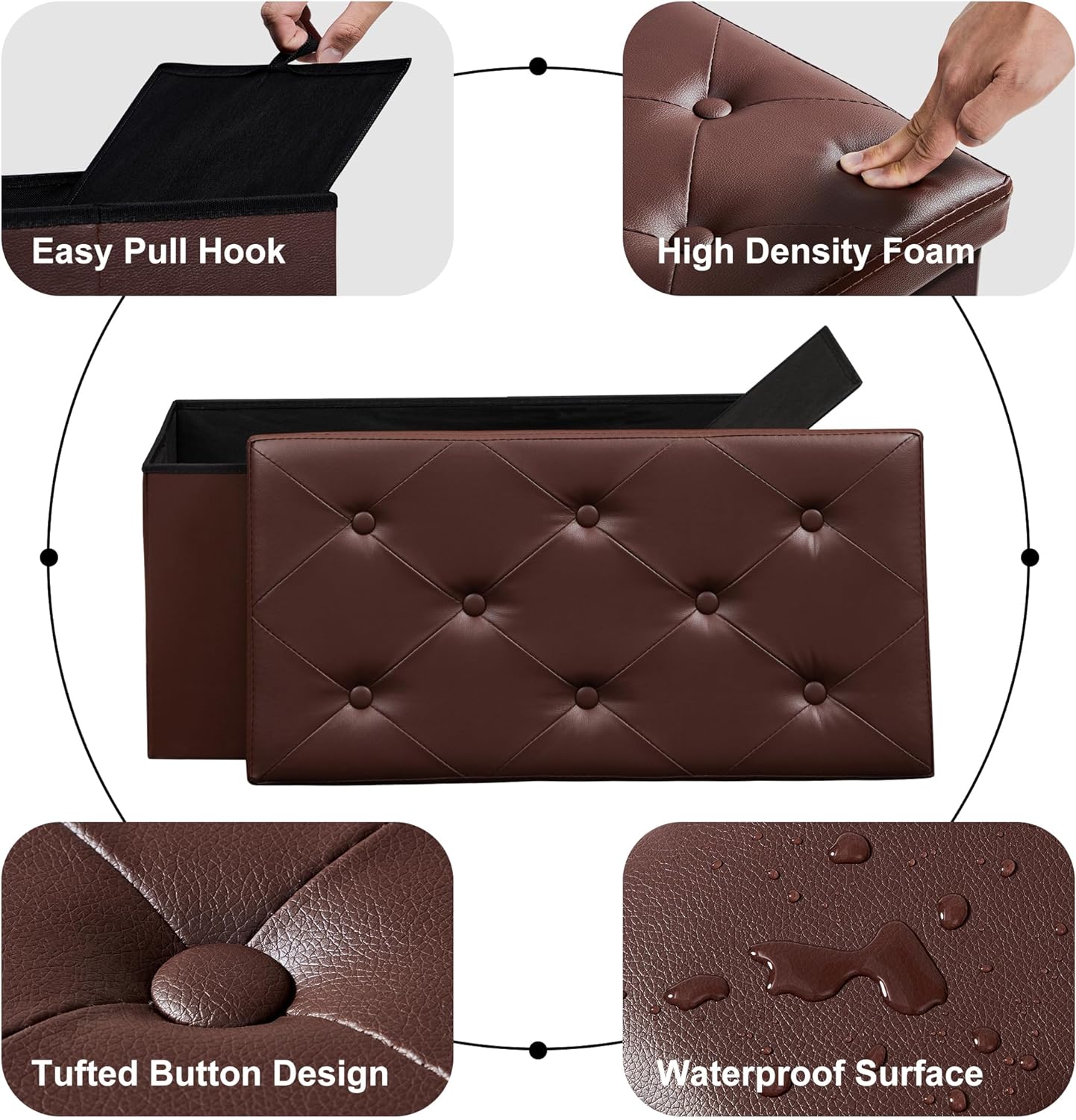 VECELO Storage Ottoman Bench End of Bed 43'' Footstool Footrest Stool Shoestool