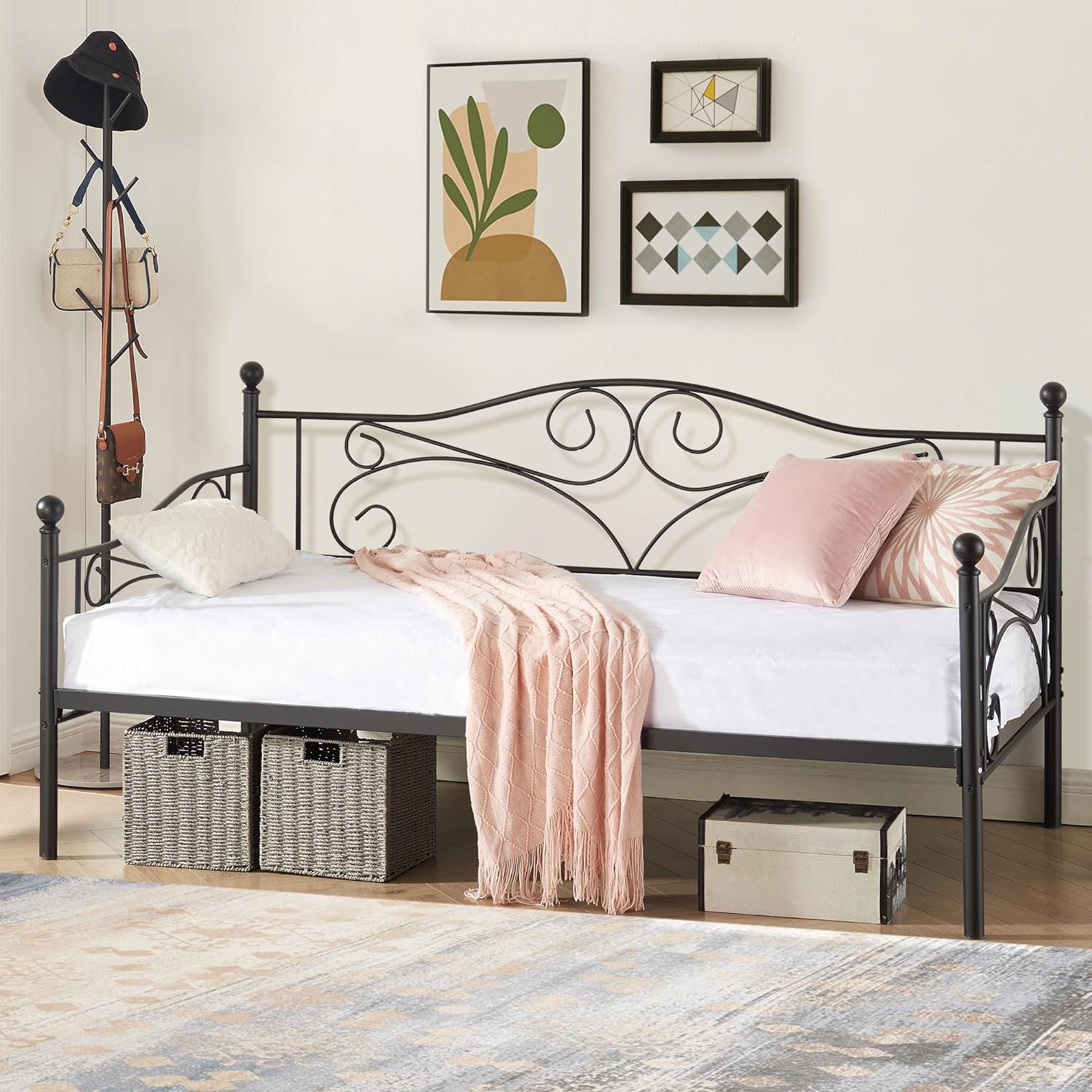 VECELO Premium Daybed Metal Bed Frame Twin Size