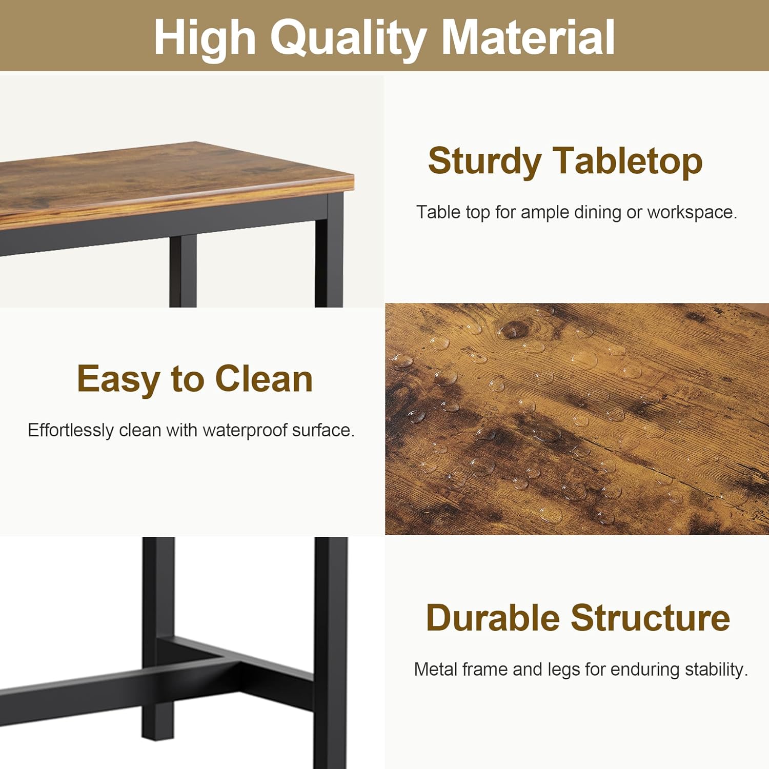 VECELO Bar Table and Chairs for 2 - VECELO