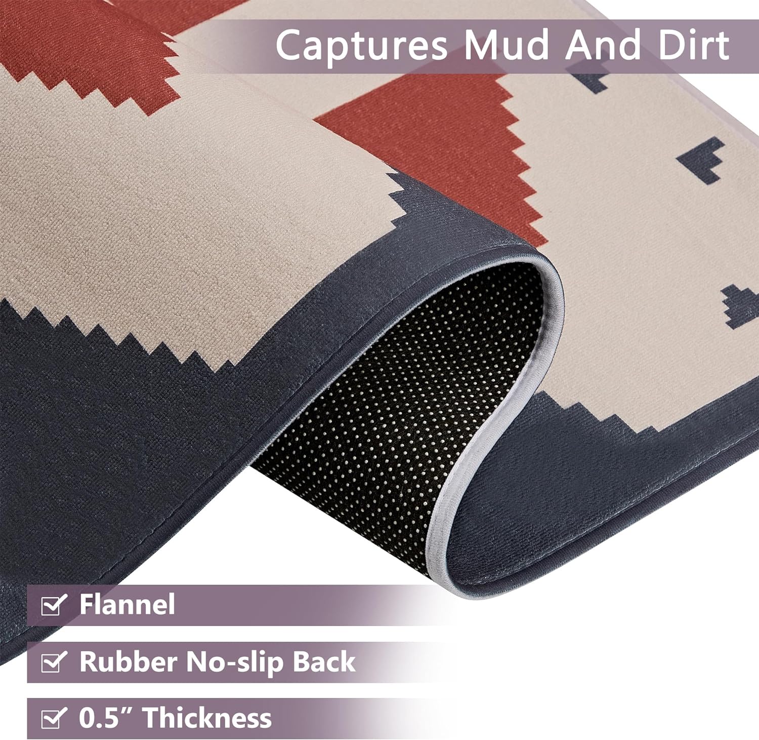 VECELO Front Door Mat Indoor Welcome Mat Outdoor, Absorbent Muddy Kitchen Rugs