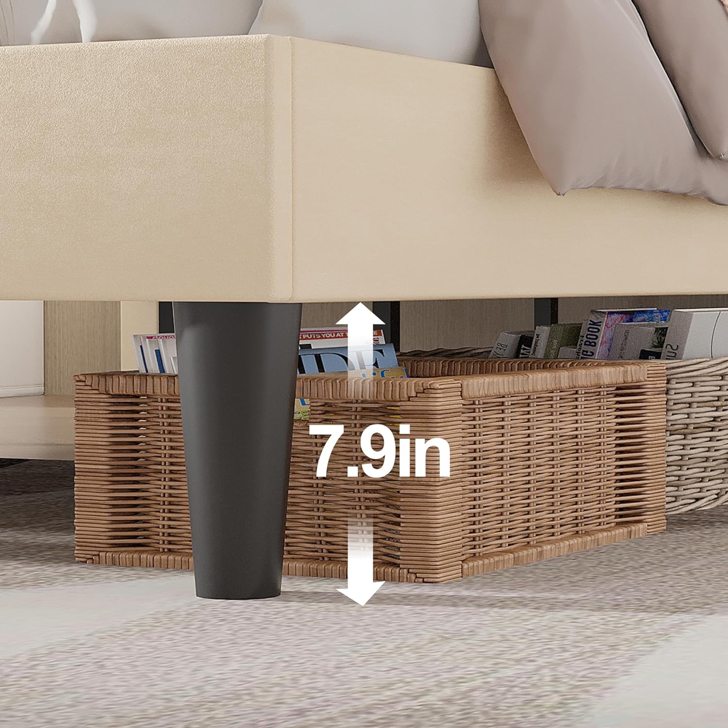 VECELO Upholstered Velvet Platform Bed Frame with Headboard Adjustable, LED Lights, USB-A & Type-C