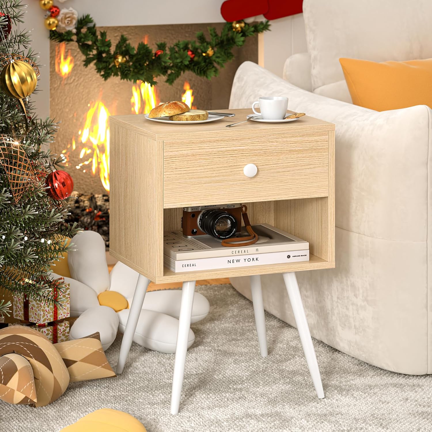 VECELO Nightstands Set of 2, Mid Century Modern End Bedside Table