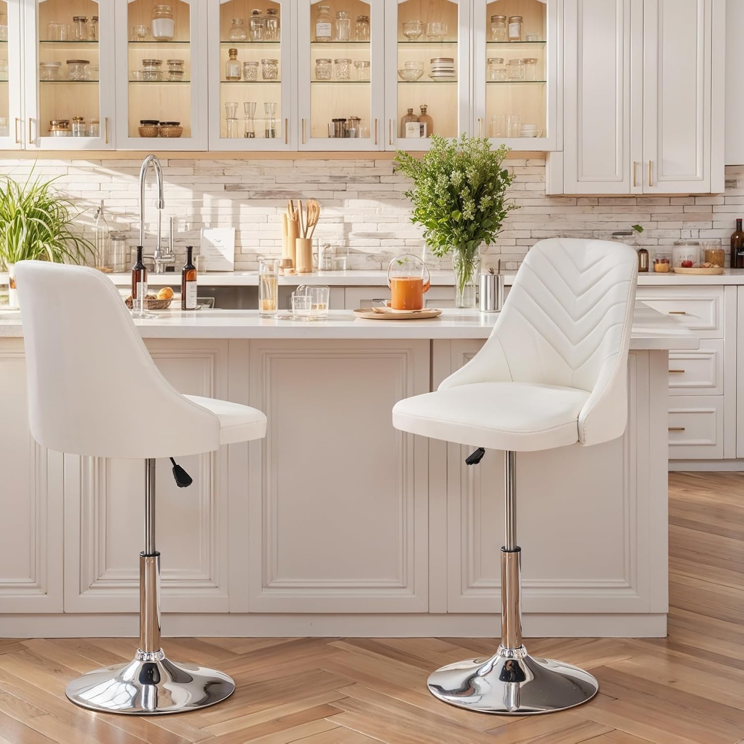 VECELO Bar Stool, Adjustable Barstools with Backrest