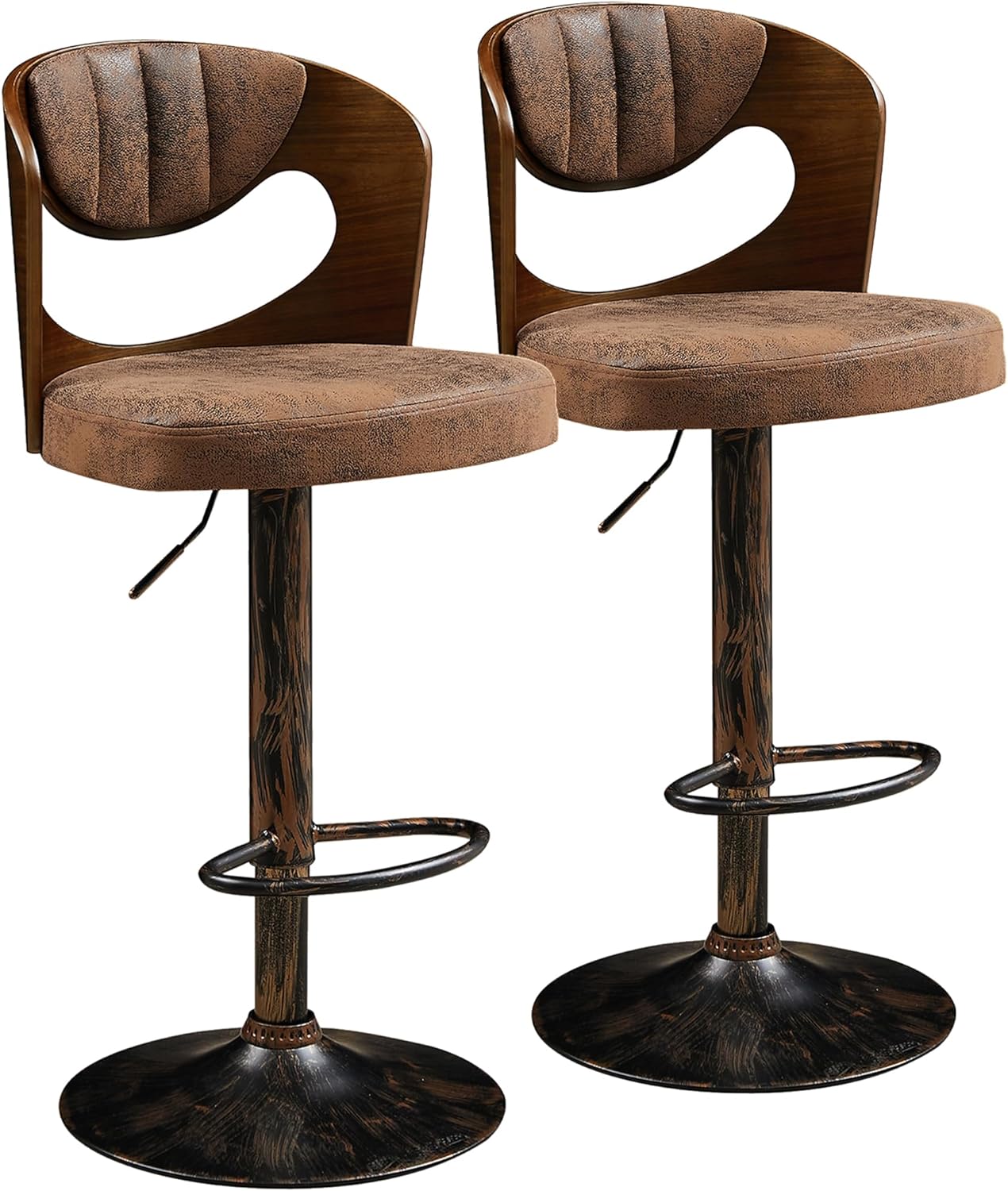 VECELO Bar Stool Set of 2,Counter Height Stools with Bentwood Back - VECELO