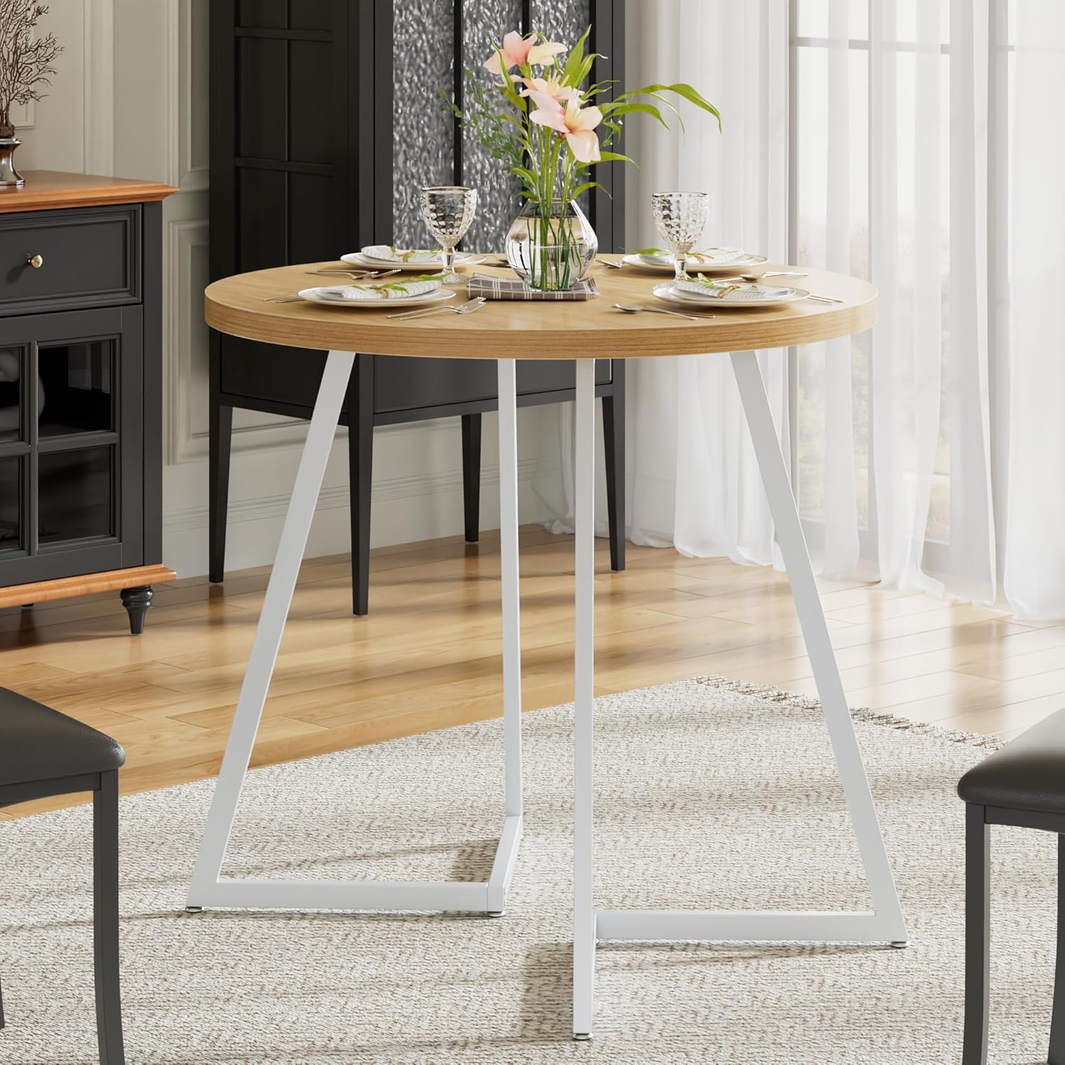 VECELO 35" Round Dining Table for 4