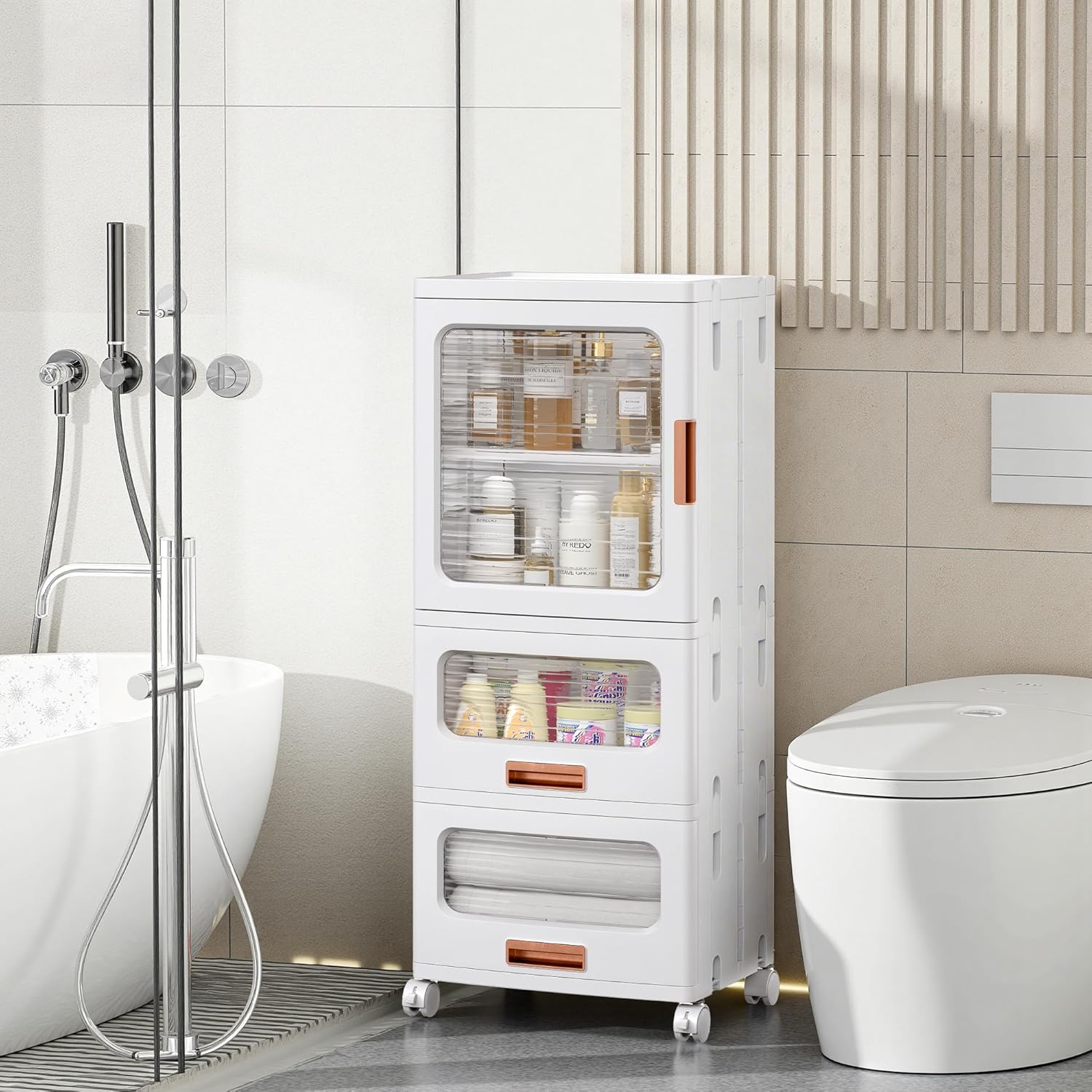 VECELO Narrow Bathroom Storage Cabinet with 2 Drawer