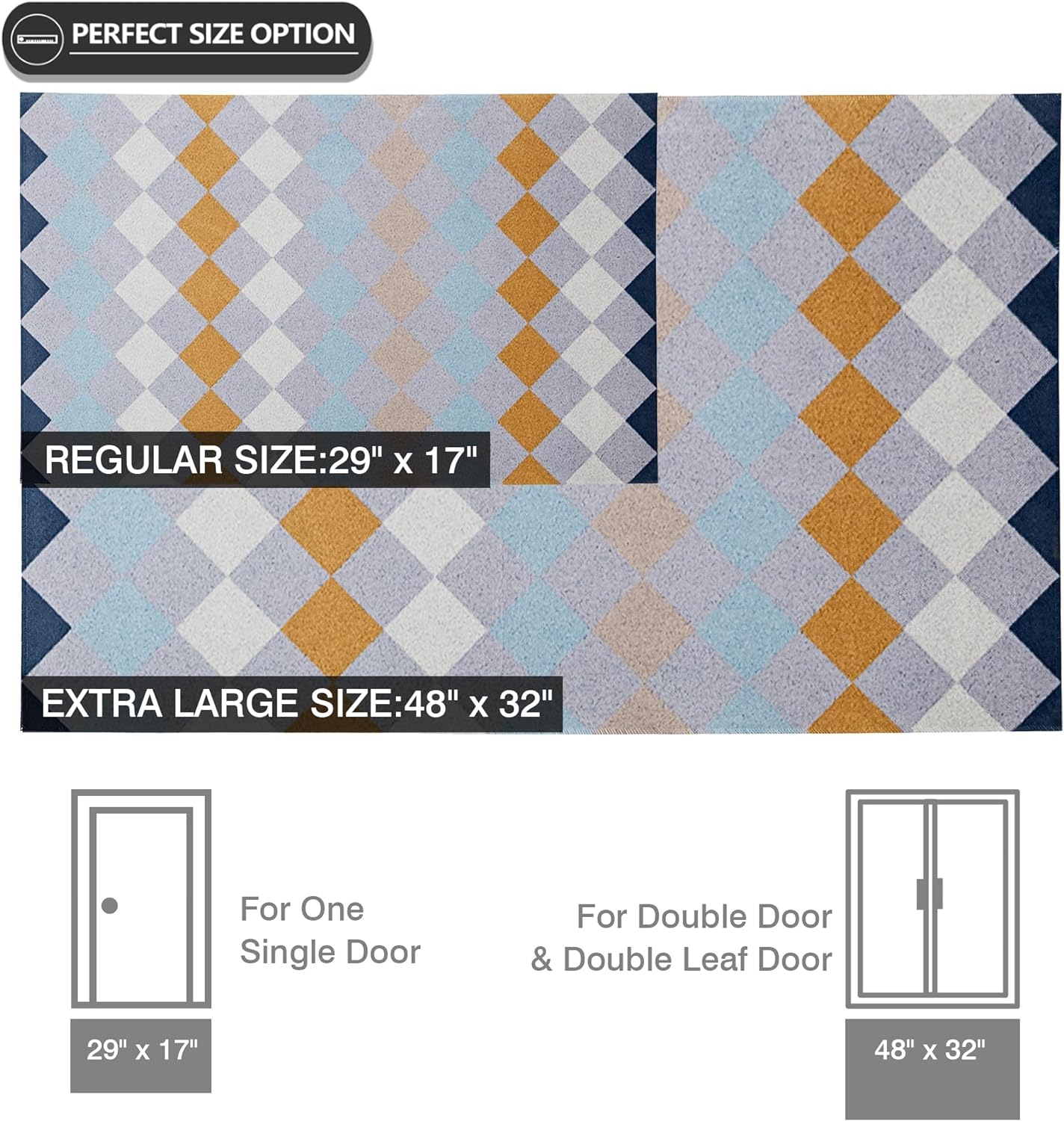 VECELO Outdoor Front Door Mat Outside Entrance, Low-Profile Welcome Mat