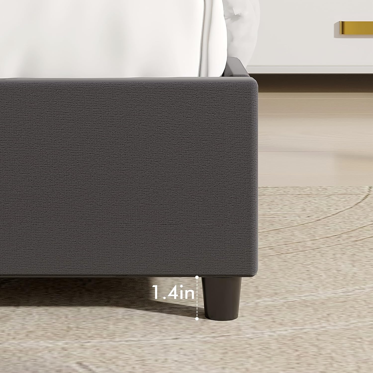 VECELO Upholstered Bed Frame with 4 Storage Drawers and Adjustable Velvet Headboard