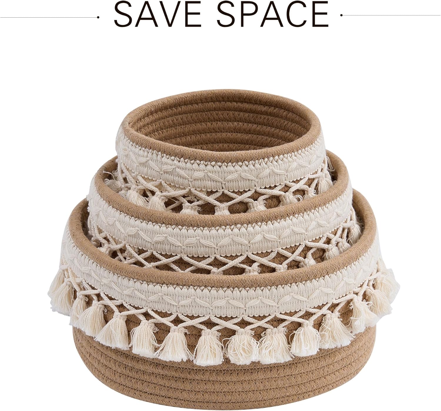 VECELO 3-Pack Round Storage Baskets for Organizing