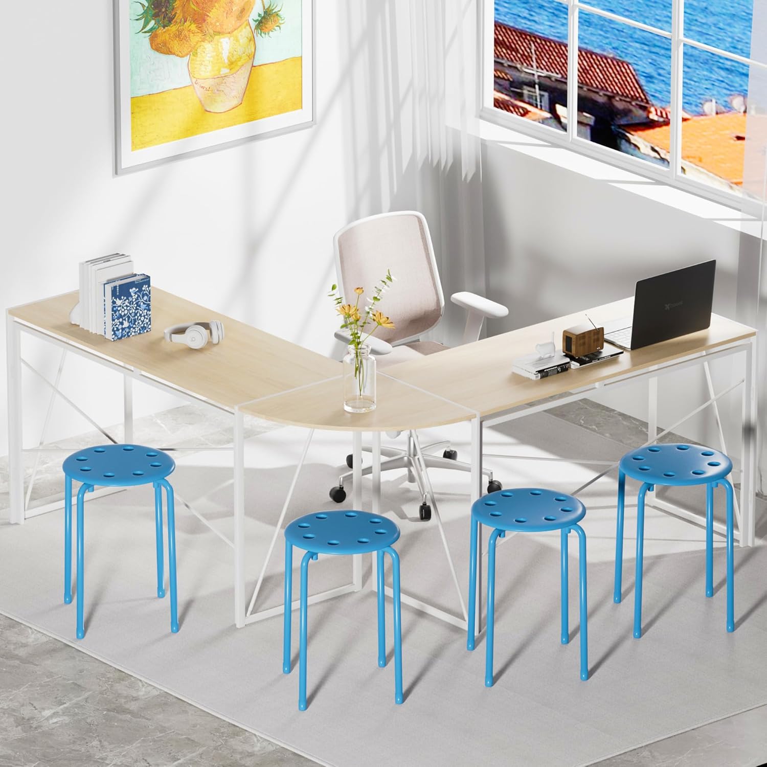 VECELO 6-Piece Stacking Stools, 17.7 Inch Standard Height - VECELO