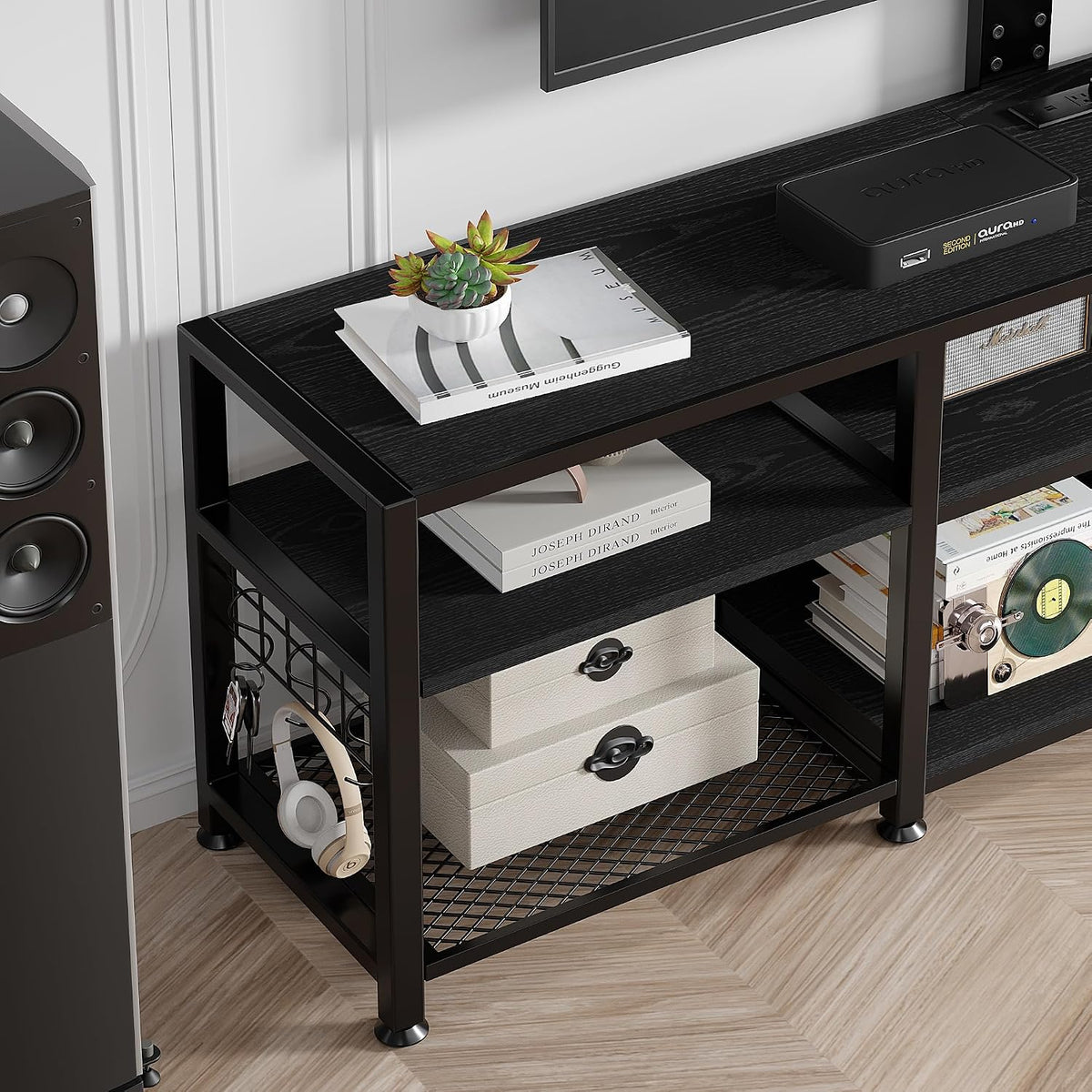VECELO TV Stand with Mount and Power Outlets