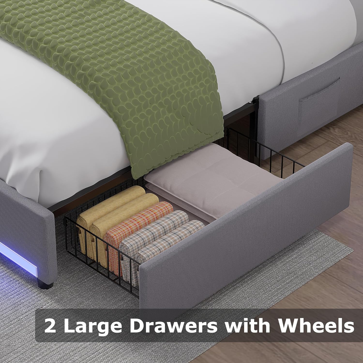 VECELO Full Size Bed Frame with Storage Drawers