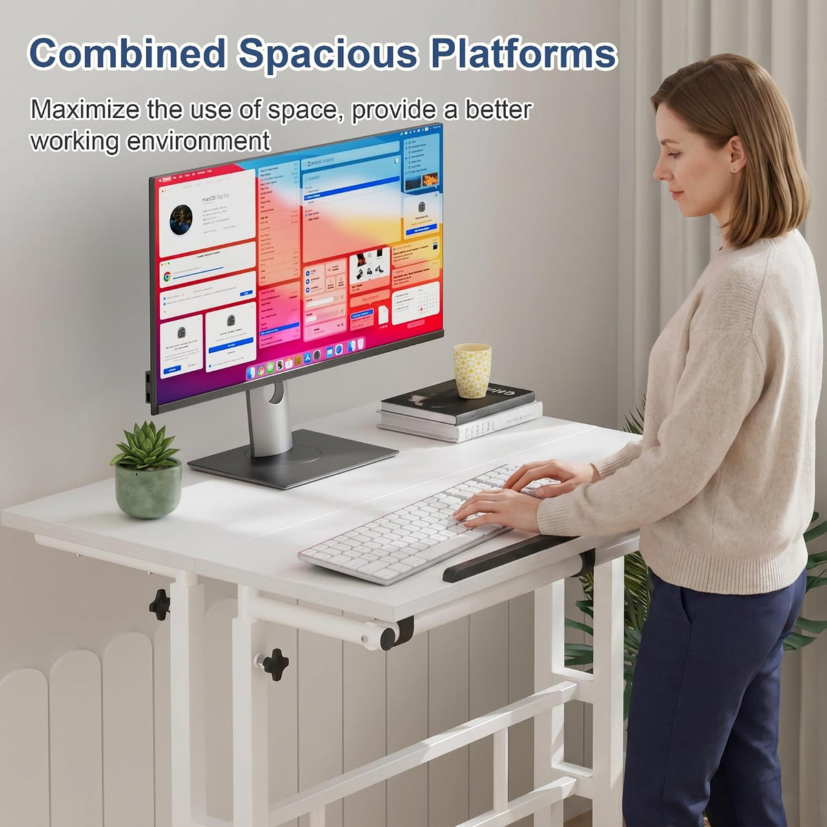 VECELO Mobile Small Standing Desk Adjustable Height