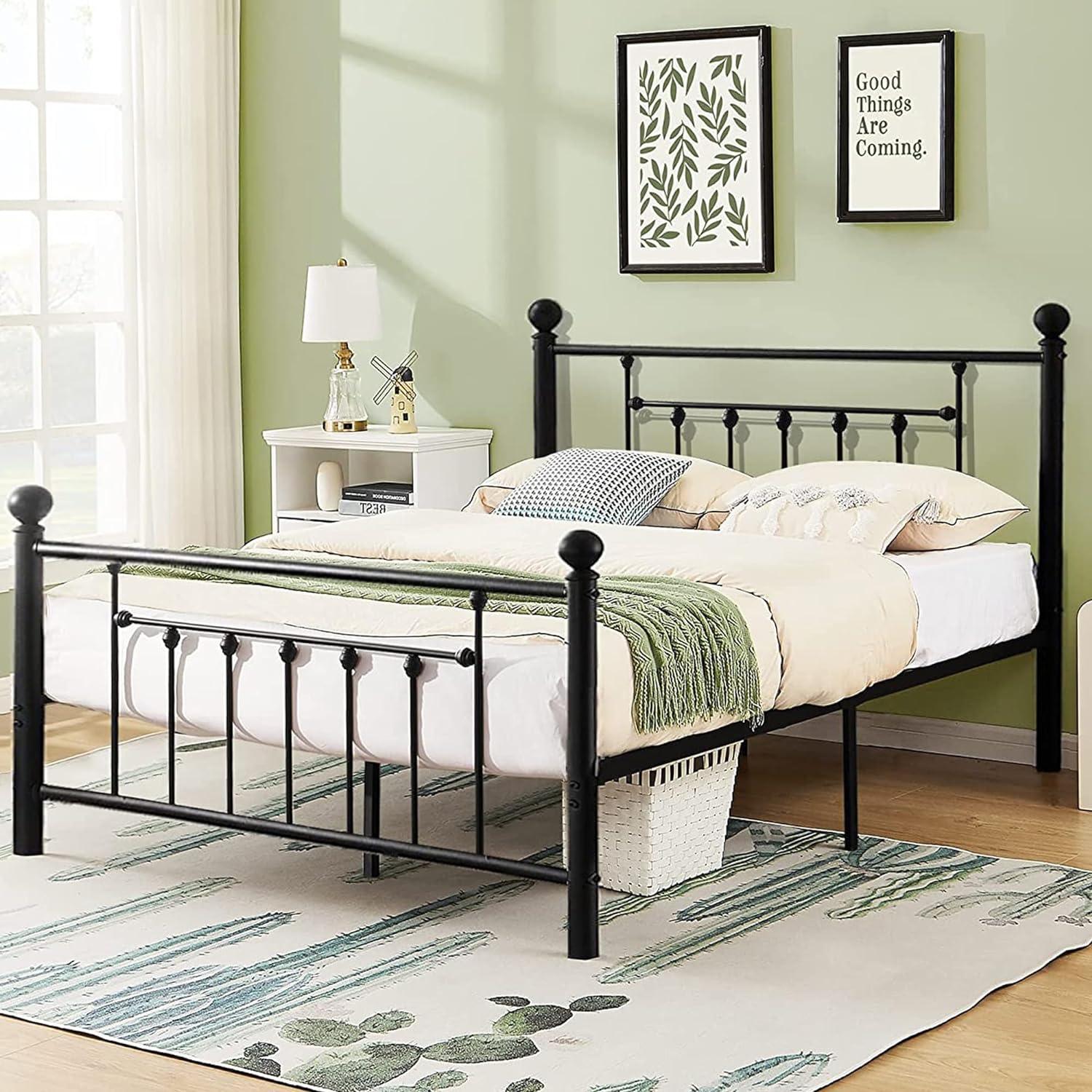 Modern Metal Platform Bed Frame Mattress Foundation with Headboard and Footboard