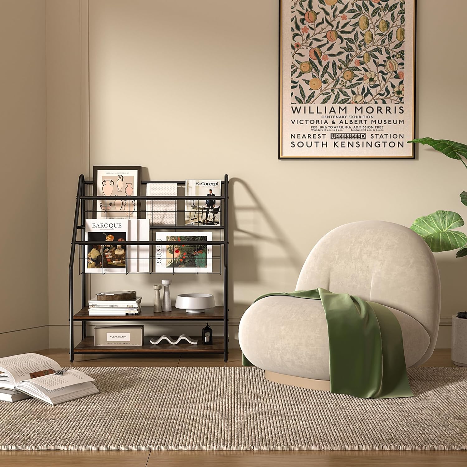 VECELO Newspaper Magazine Holders,2-Tier Metal Racks Brochure Display Stand