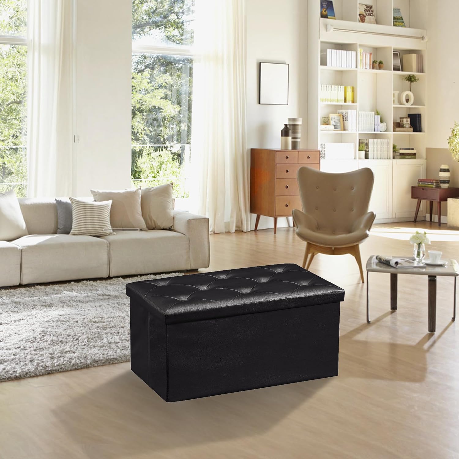 VECELO Storage Ottoman Bench End of Bed 43'' Footstool Footrest Stool Shoestool