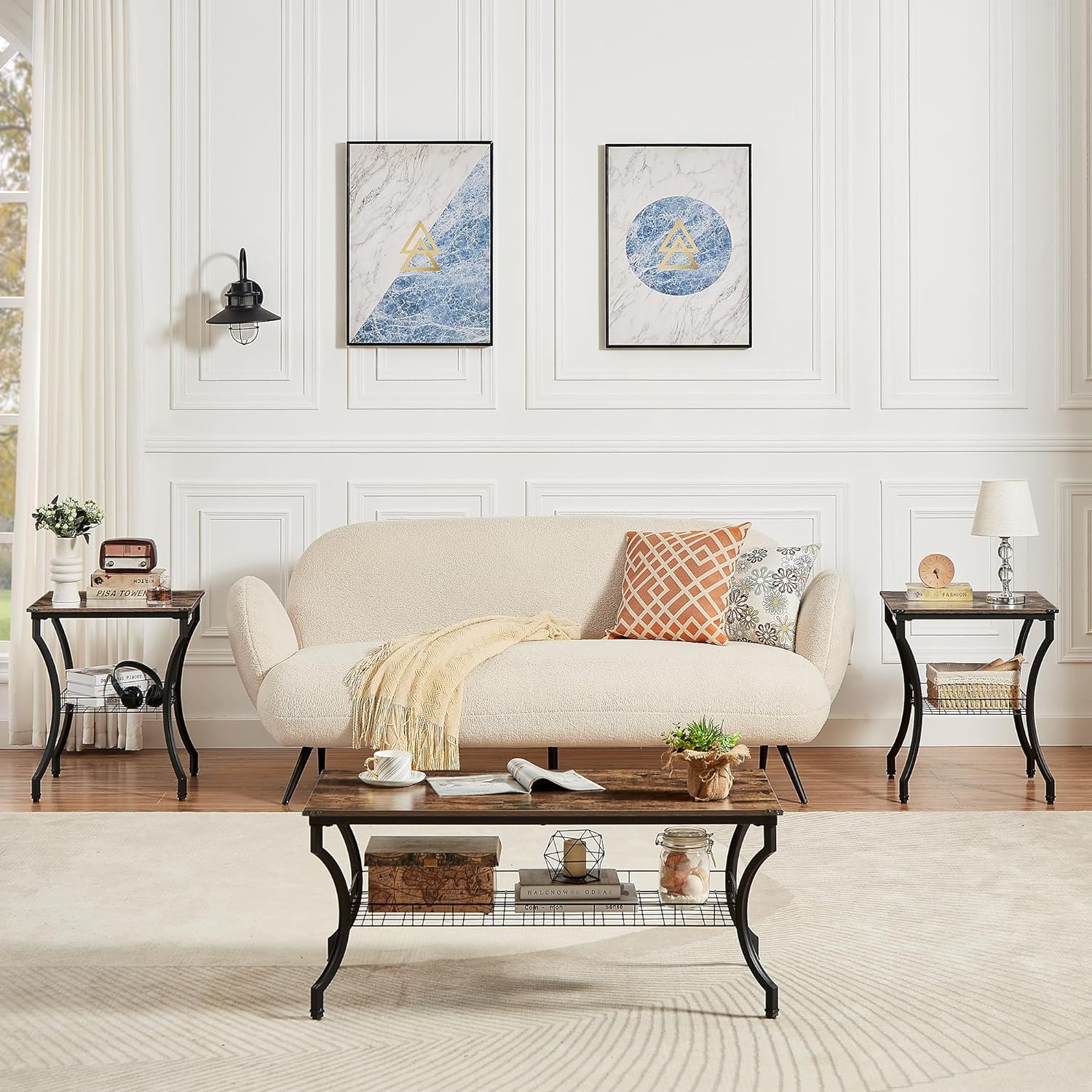 VECELO 3 Pieces Living Room Sets Coffee and End Tables - VECELO