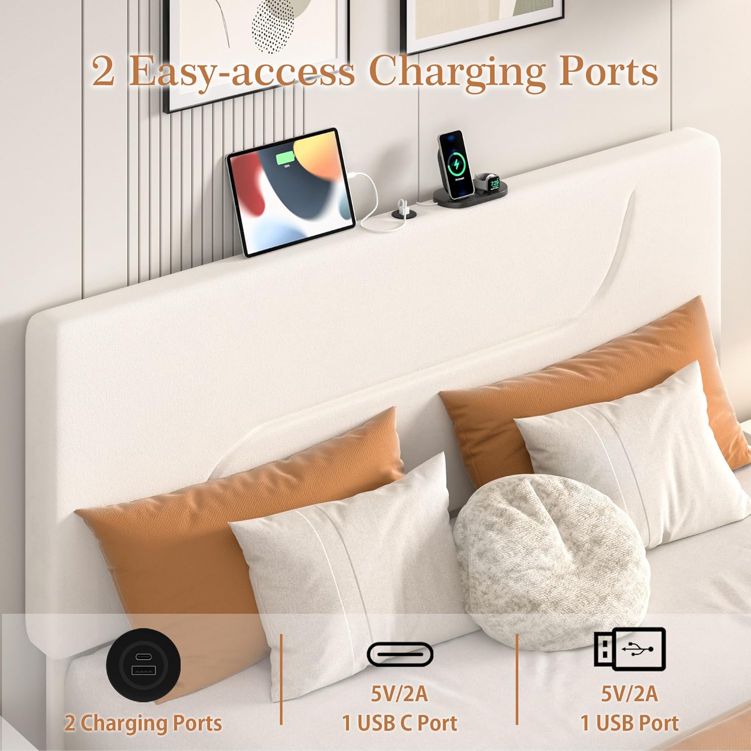 VECELO Bed Frame with LED Lights - VECELO