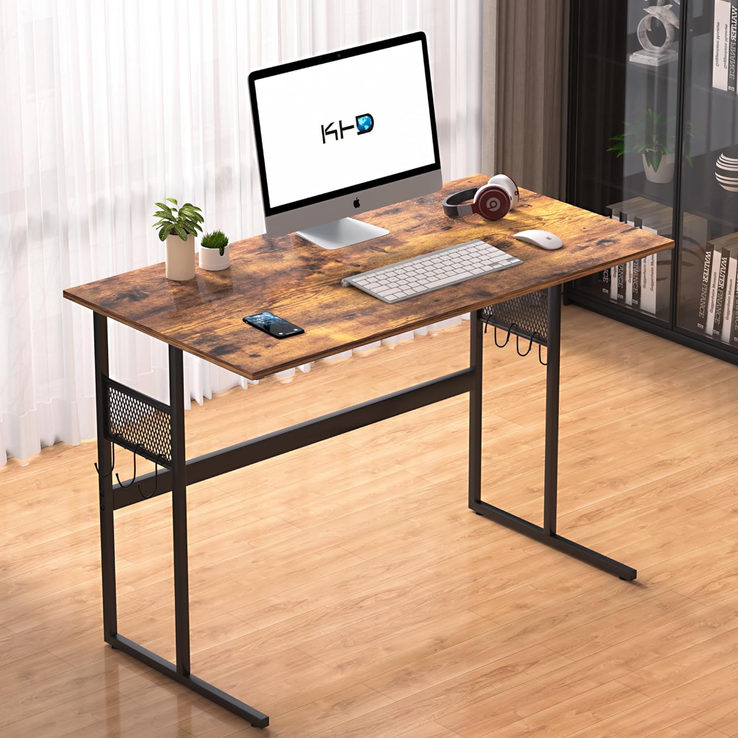 VECELO Computer Desk with Storage Sturdy Laptop No Assembly Required Study Table - VECELO