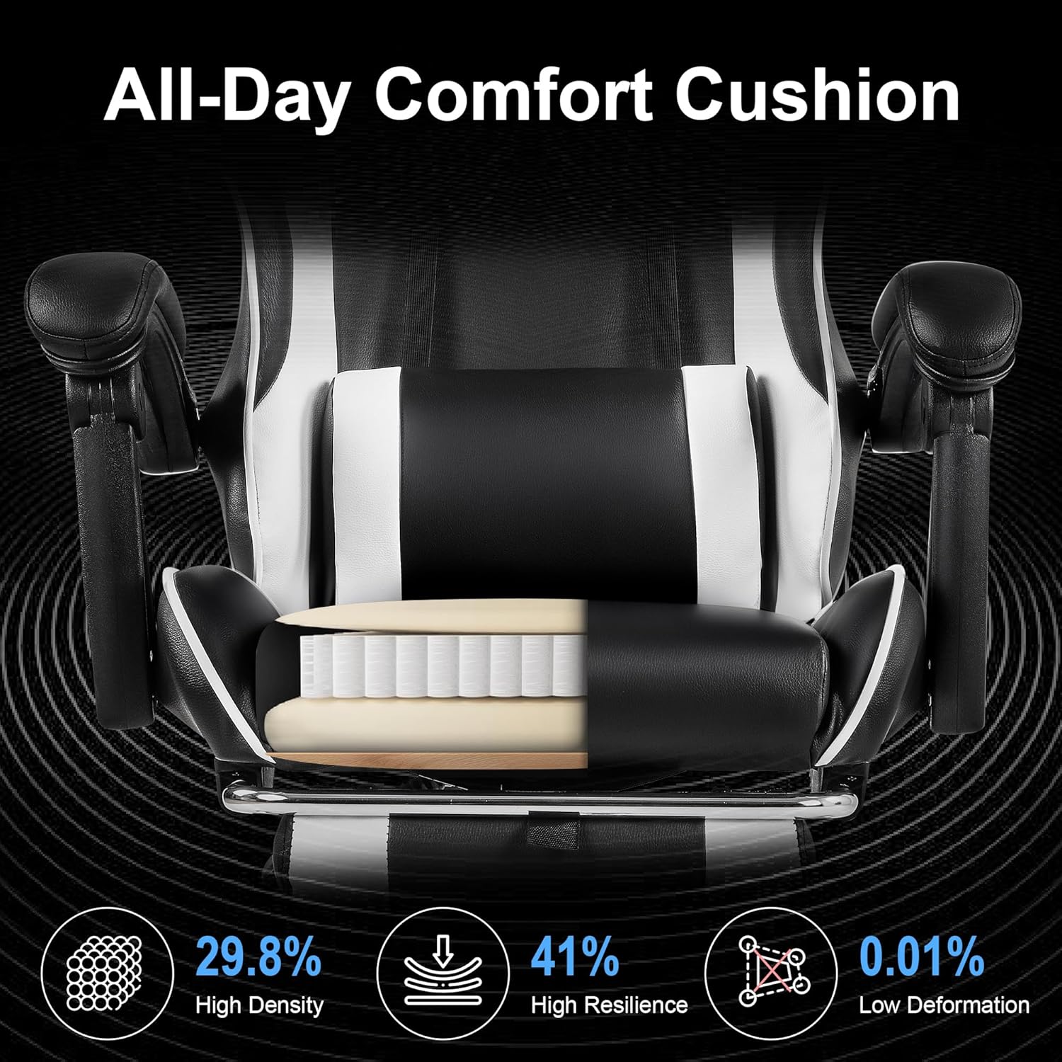 VECELO Ergonomic Gaming Chair with Footrest