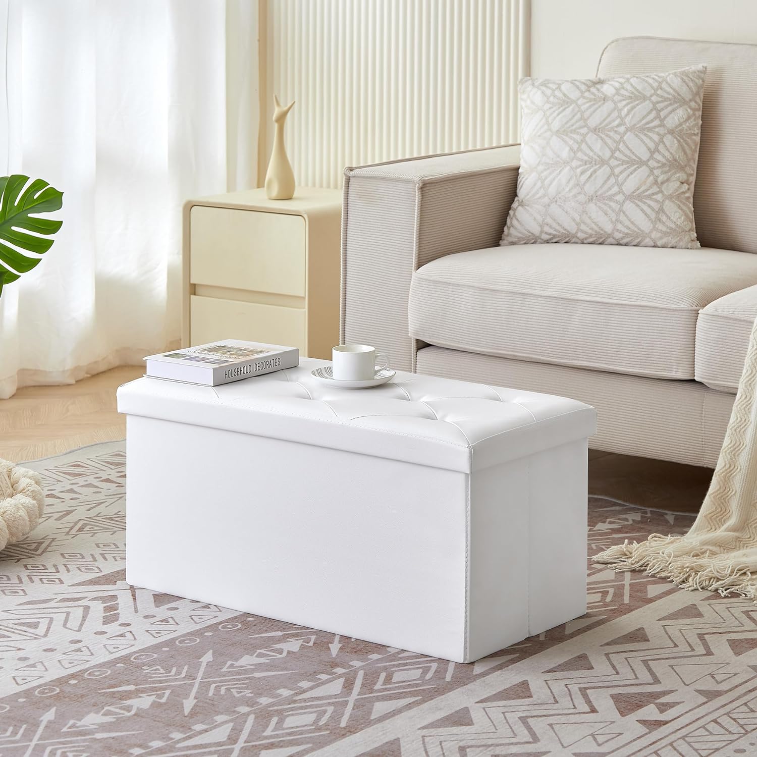 VECELO Storage Ottoman Bench End of Bed 43'' Footstool Footrest Stool Shoestool