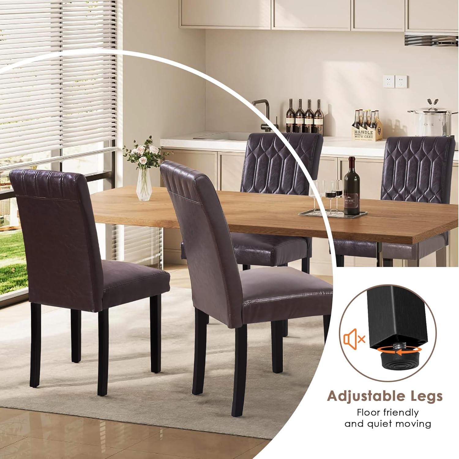 VECELO Upholstered Dining Chairs Set of 2