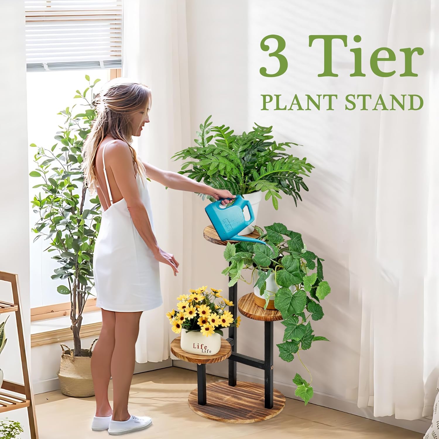 VECELO 3 Tier Plant Stand Indoor Outdoor