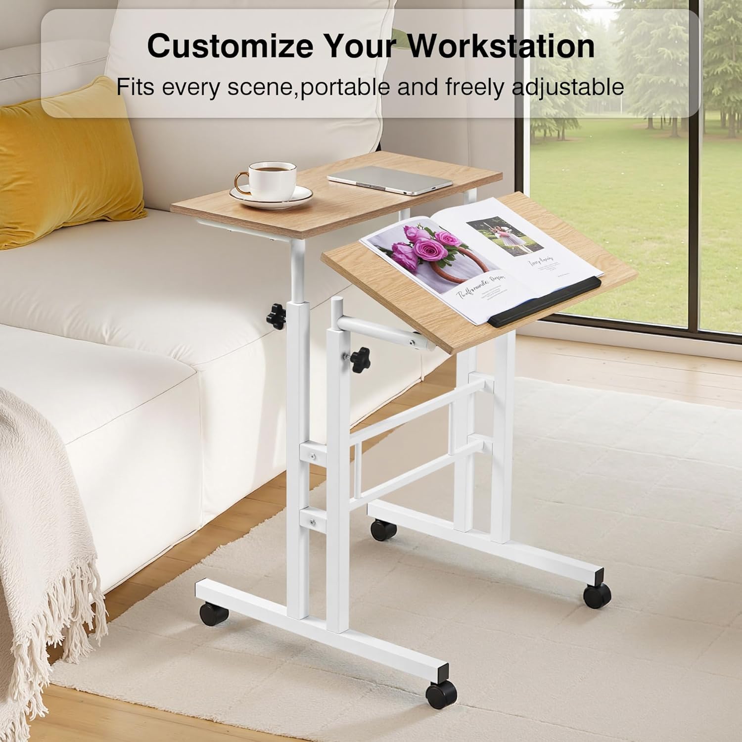 VECELO Small Mobile Standing Desk 24 Inch
