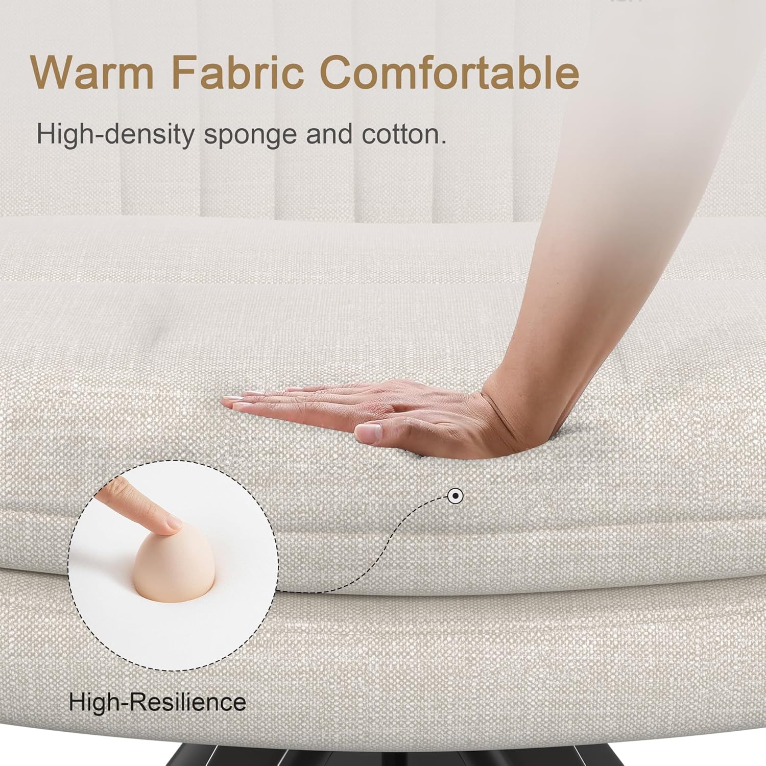 VECELO Armless Office Desk Chair, Criss Cross Legged Vanity Chair with Wide Padded Seat - VECELO