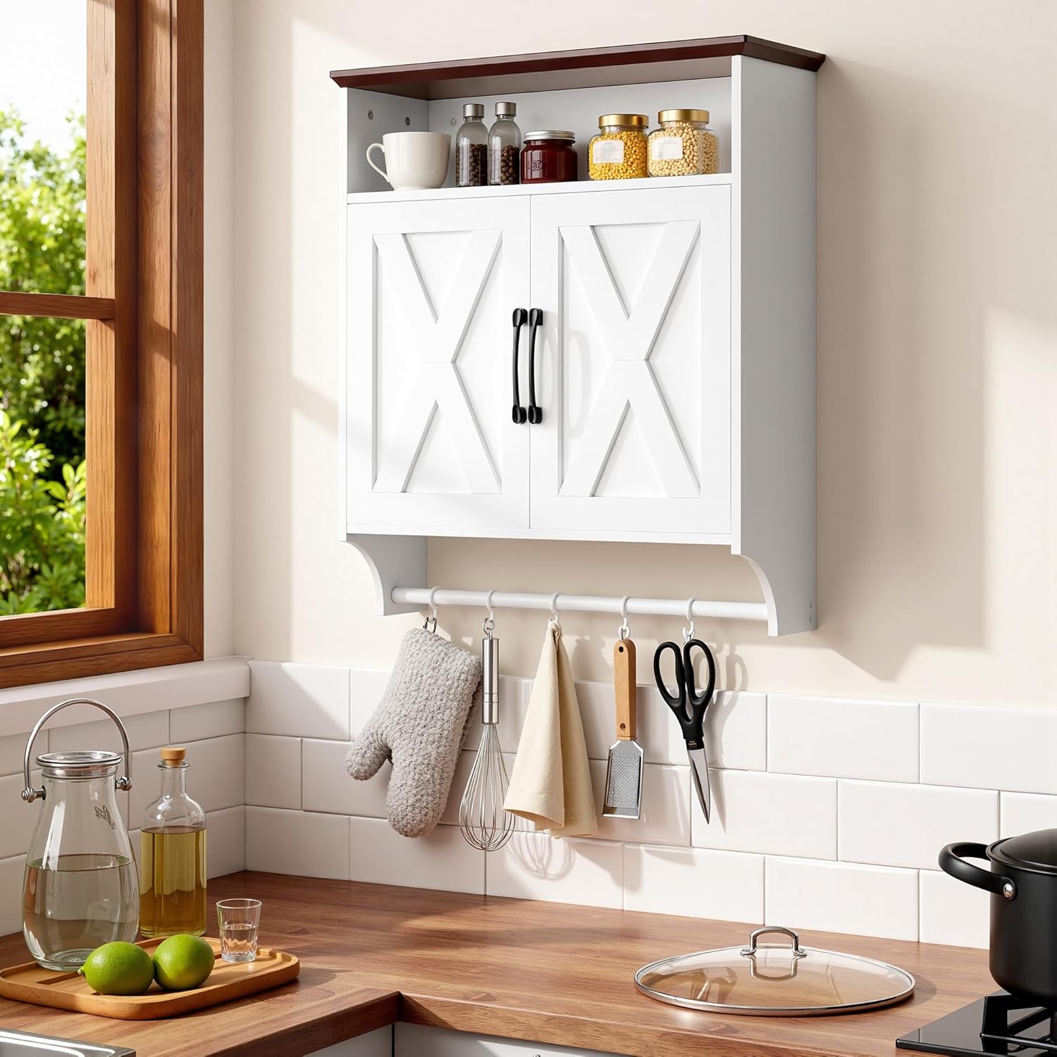 VECELO Bathroom Wall Cabinet with Motion Sensor LED Light