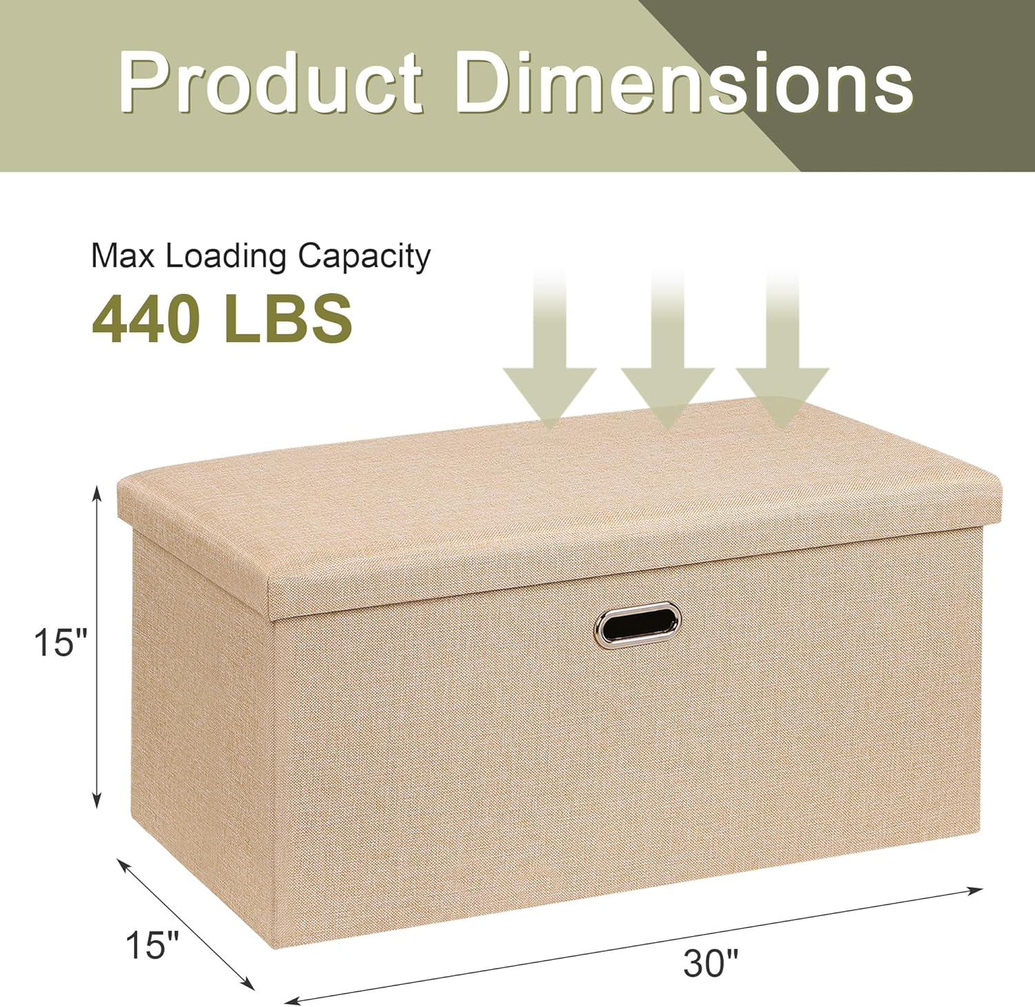 VECELO Folding Storage Ottoman Bench