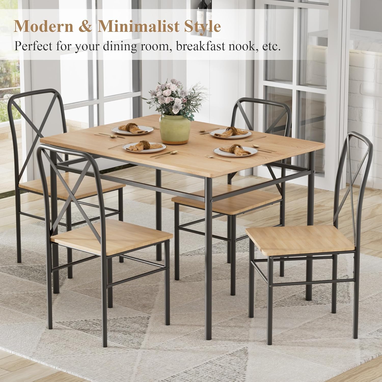 VECELO 5-Piece Kitchen Dining Table Set
